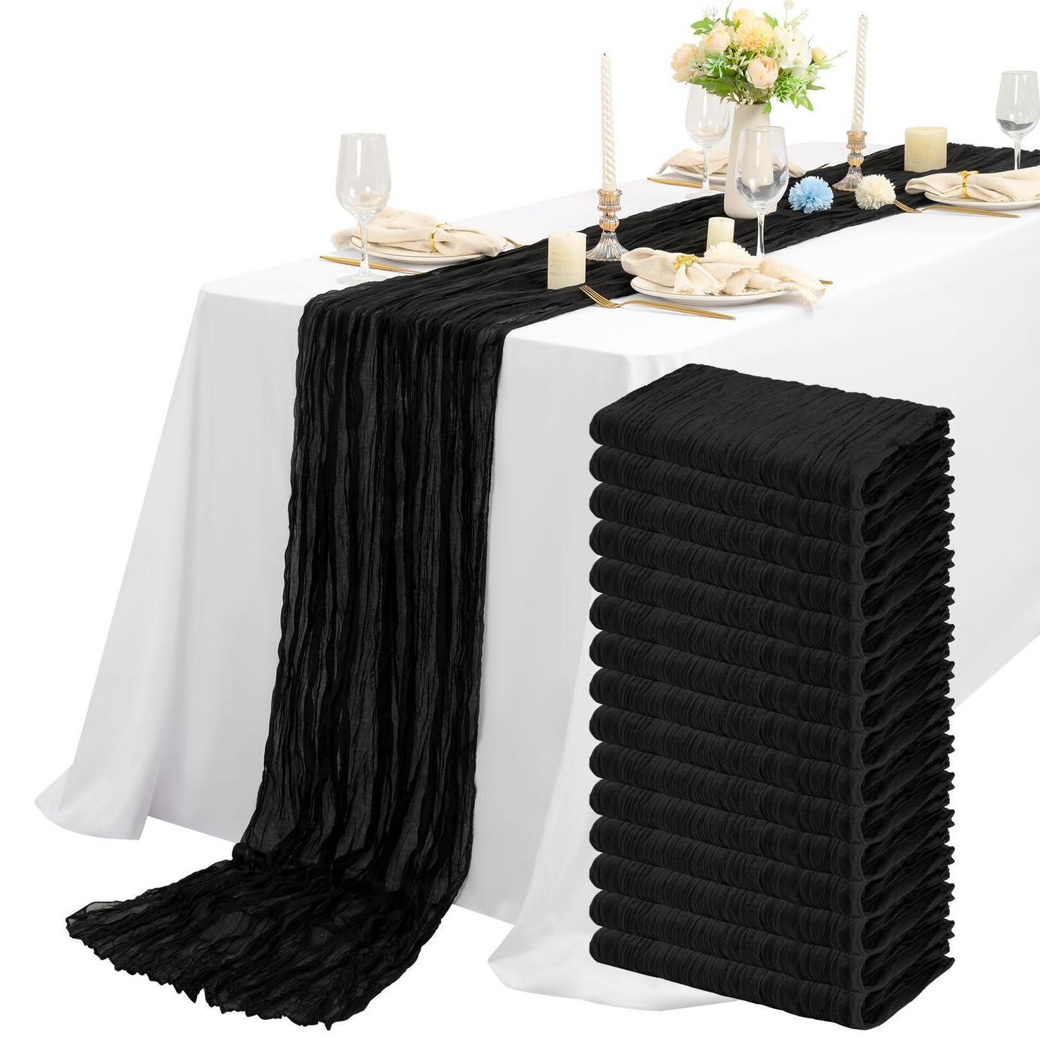 Schwarze Gaze-tischläufer 15er-set 300x55cm Für Hochzeiten & Partys