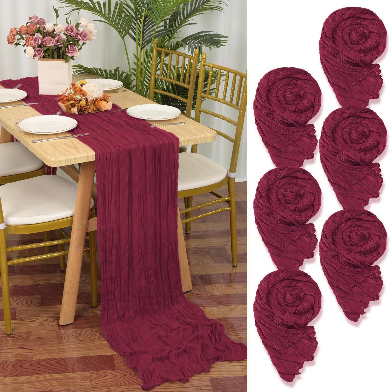 Tischläufer Gaze-stoff 6er-set 55x300cm Burgunderrot Boho Rustikal