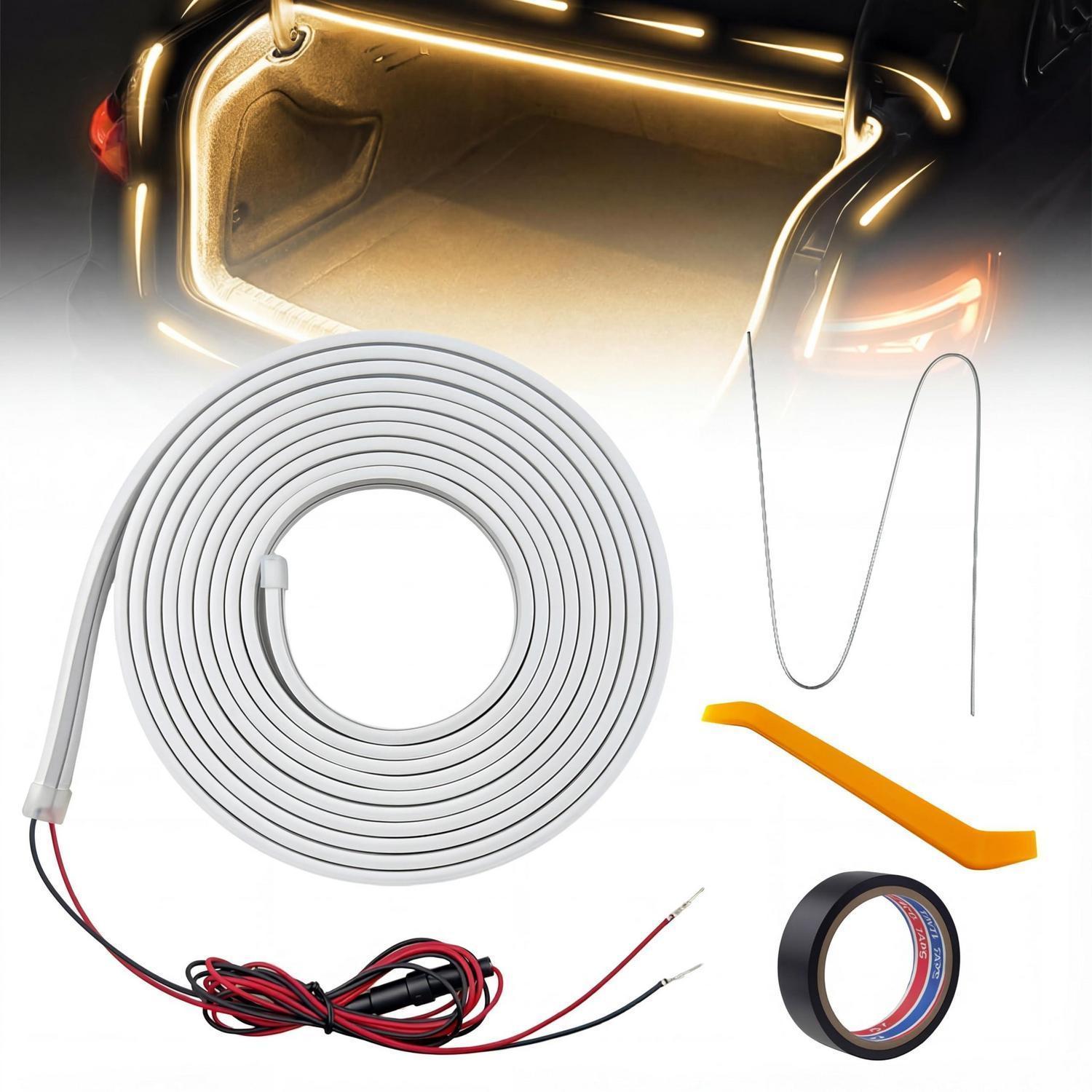 Kofferraum Lichtstreifen 4m Warmweiß, Universal Auto Led Band Mit Automatischer Schaltung