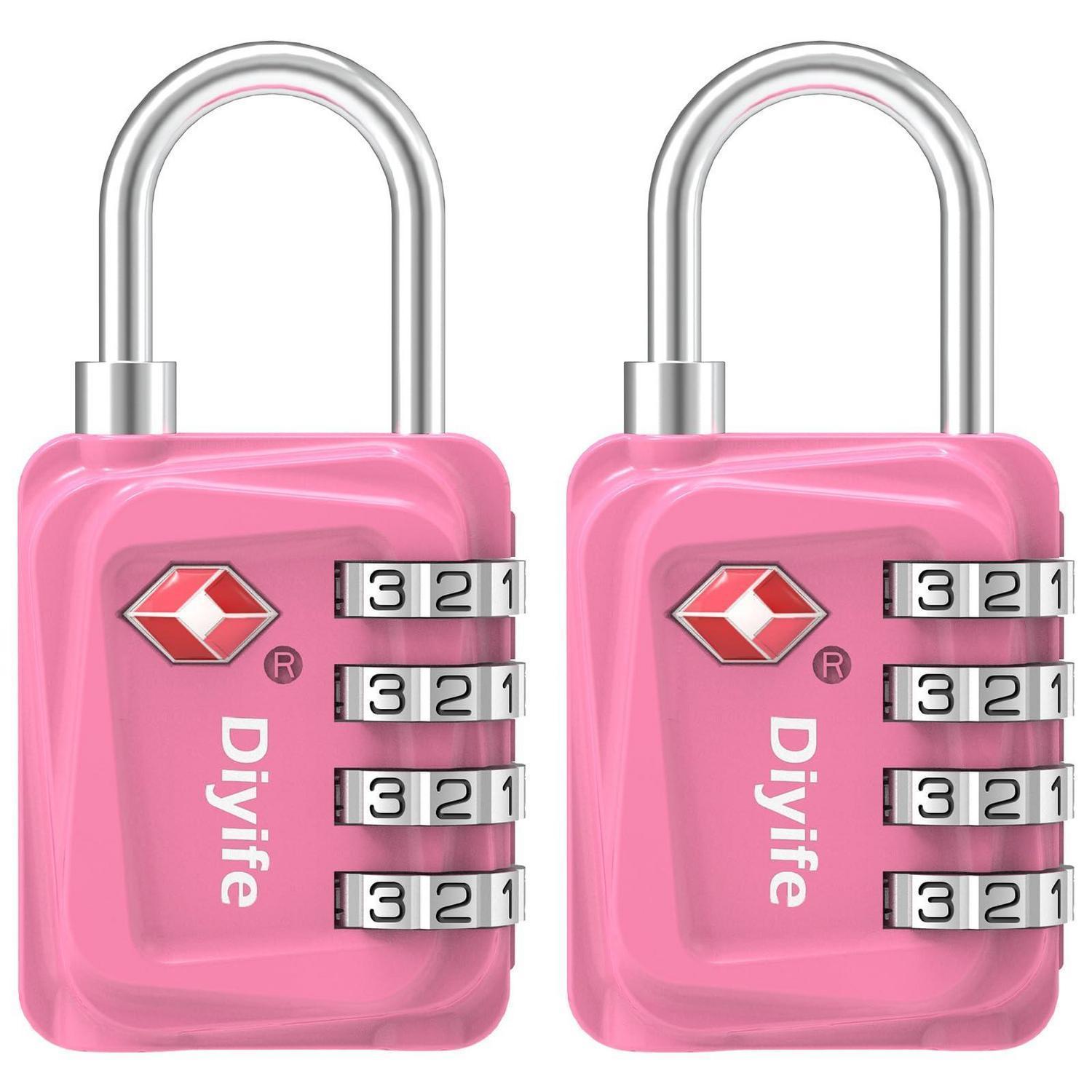 Tsa Zahlenschloss 4-stellig, 2 Stück Rosa Kofferschloss Für Gepäck, Tasche, Spind