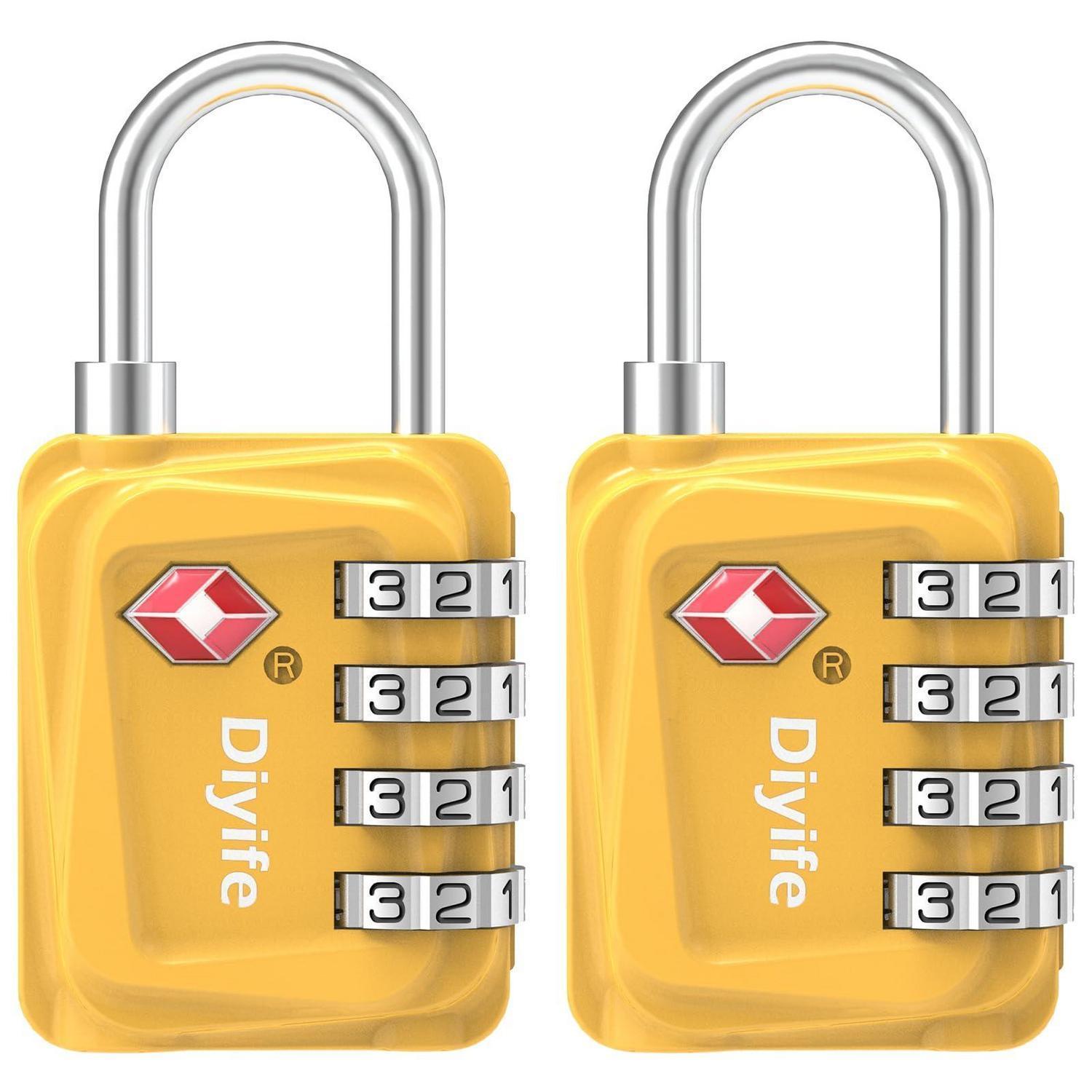 Tsa Zahlenschloss 4-stellig, 2 Stück Gelb, Robust, Für Koffer & Spind
