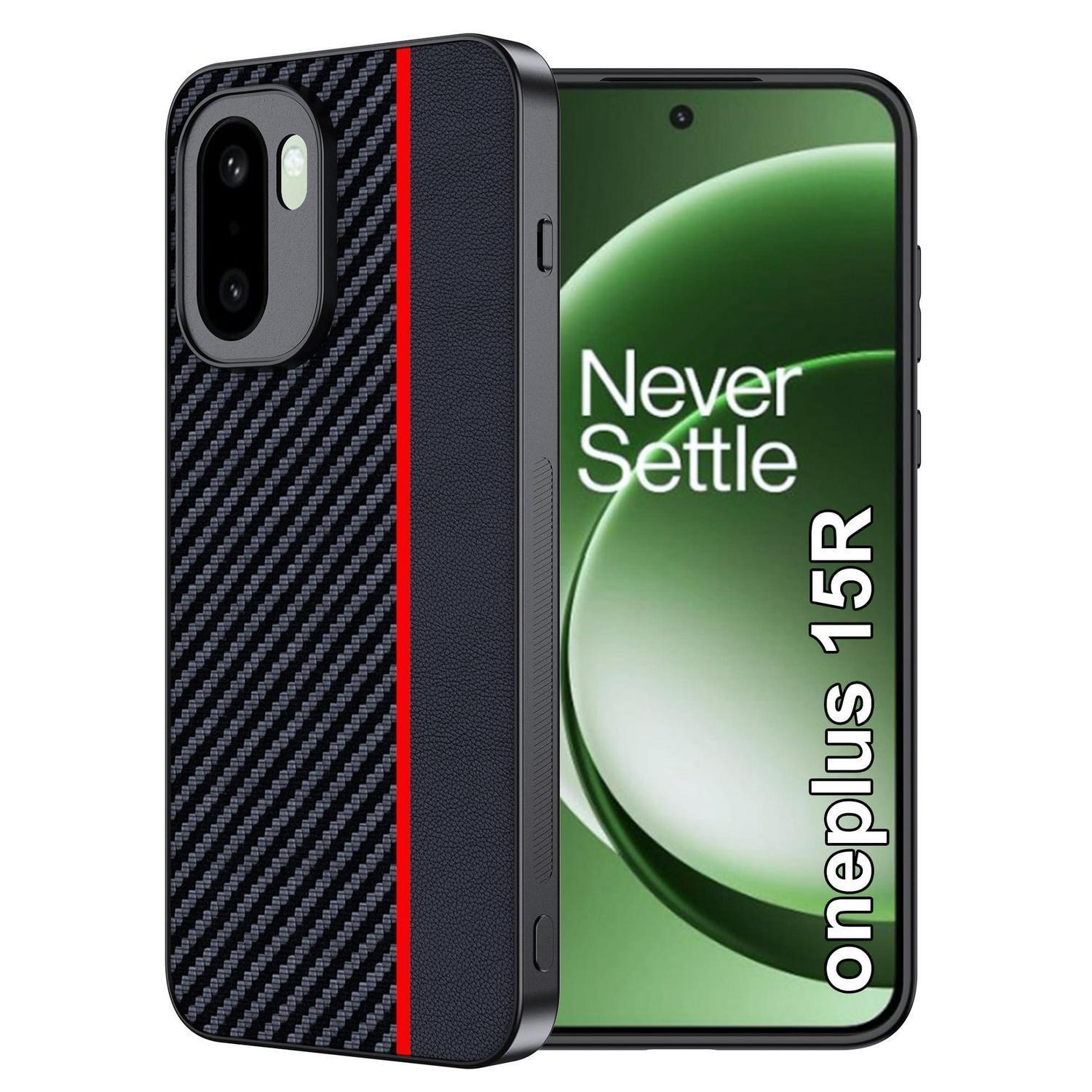 Oneplus 15r Hülle Kohlefaser, Wasserdicht & Stoßfest, Rot/schwarz