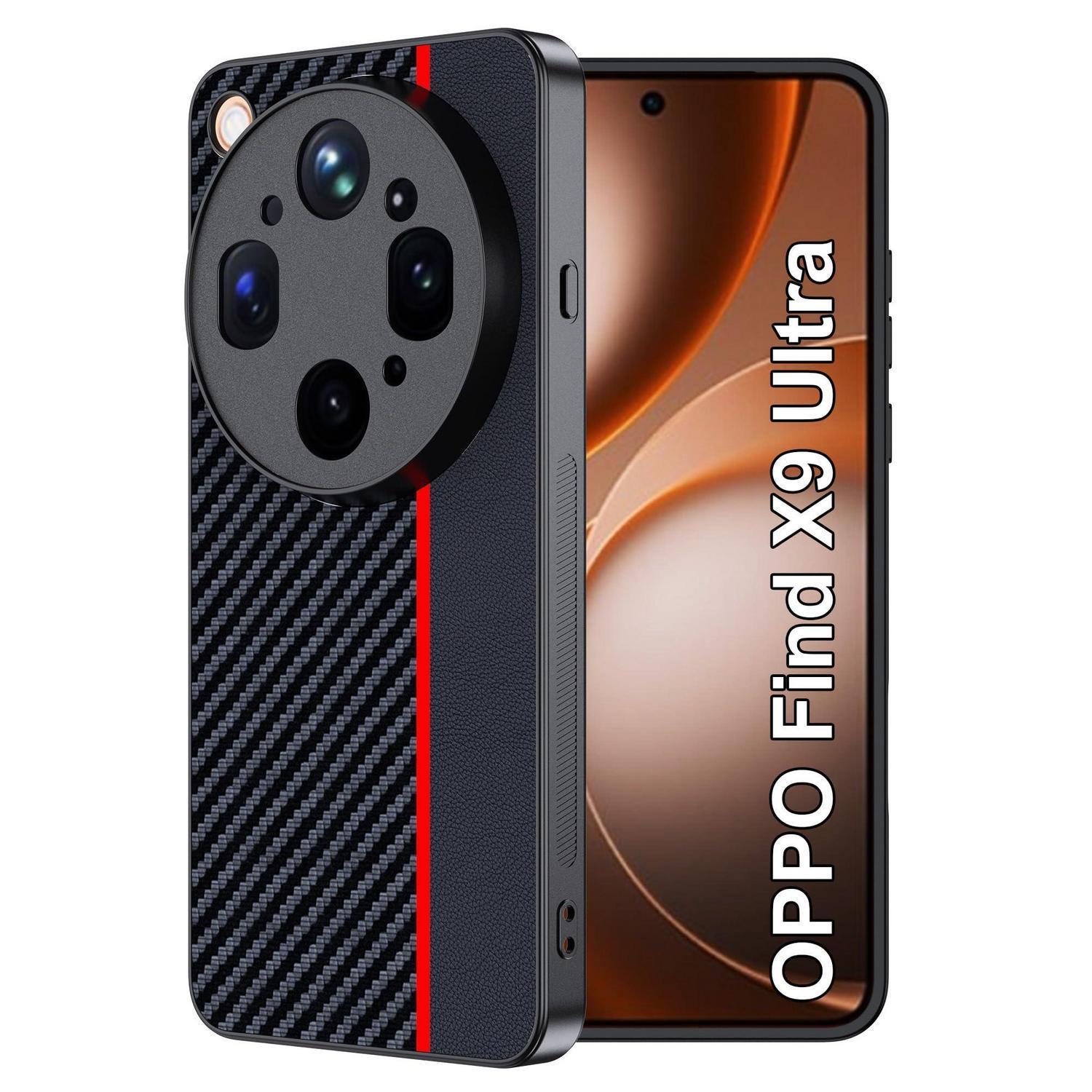 Schutzhülle Kohlefaser Für Oppo Find X9 Ultra, Wasserdicht & Stoßfest, Rot/schwarz