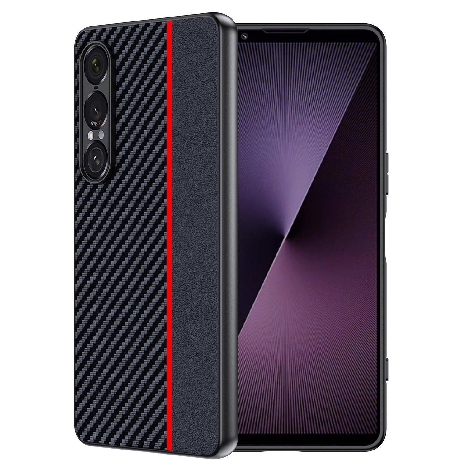 Wasserdichte Schutzhülle Für Xperia 1 Vii – Carbonfaser, Rot/schwarz