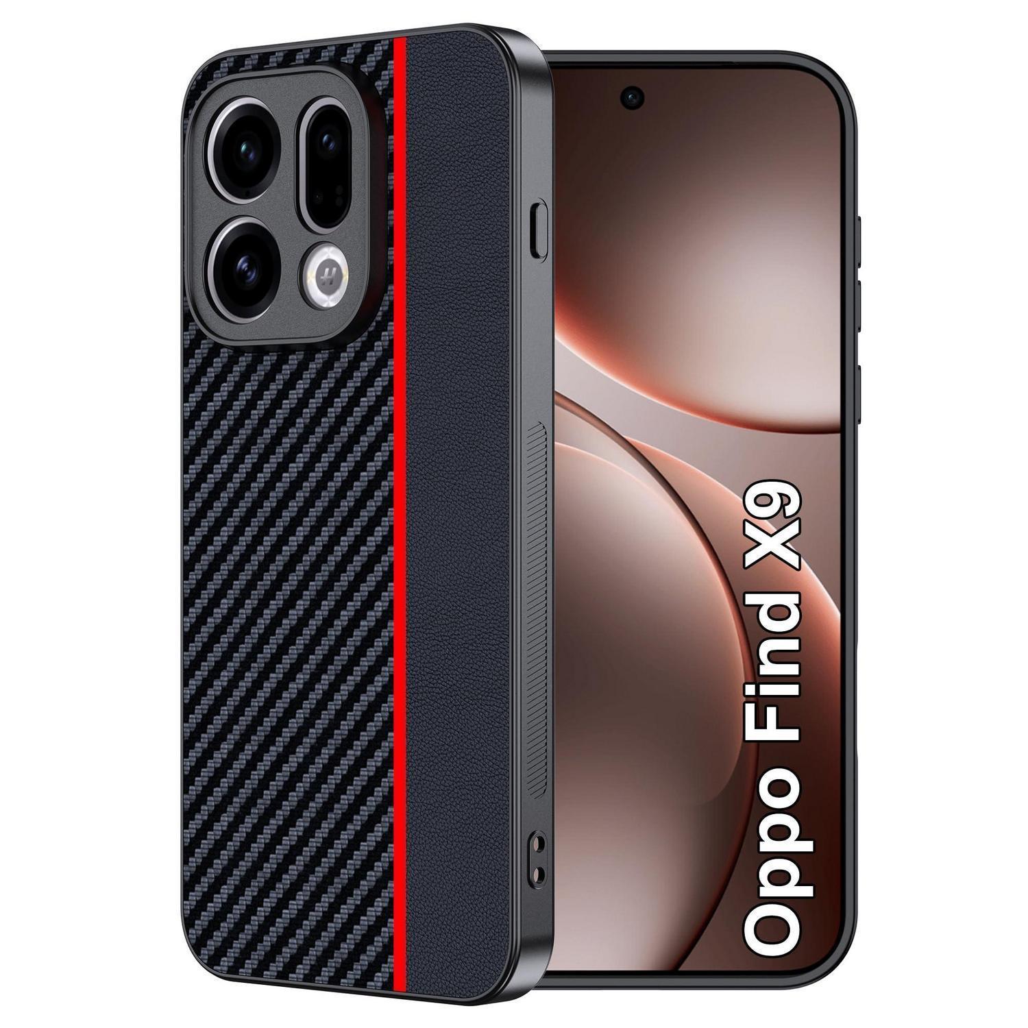 Schutzhülle Oppo Find X9 – Wasserdicht, Stoßfest, Carbonfaser, Rot/schwarz