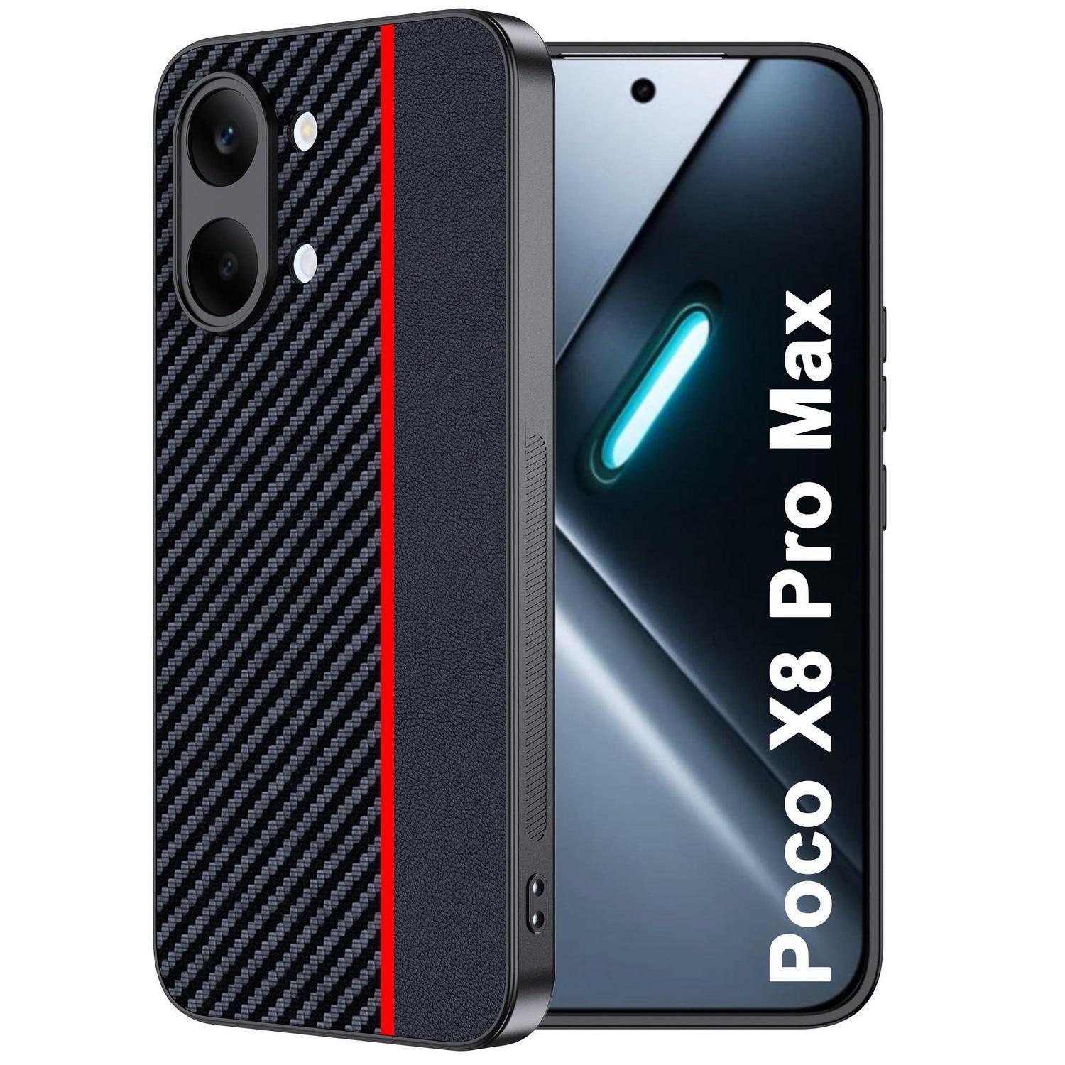 Wasserdichte Schutzhülle Poco X8 Pro Max - Carbonfaser, Rot & Schwarz