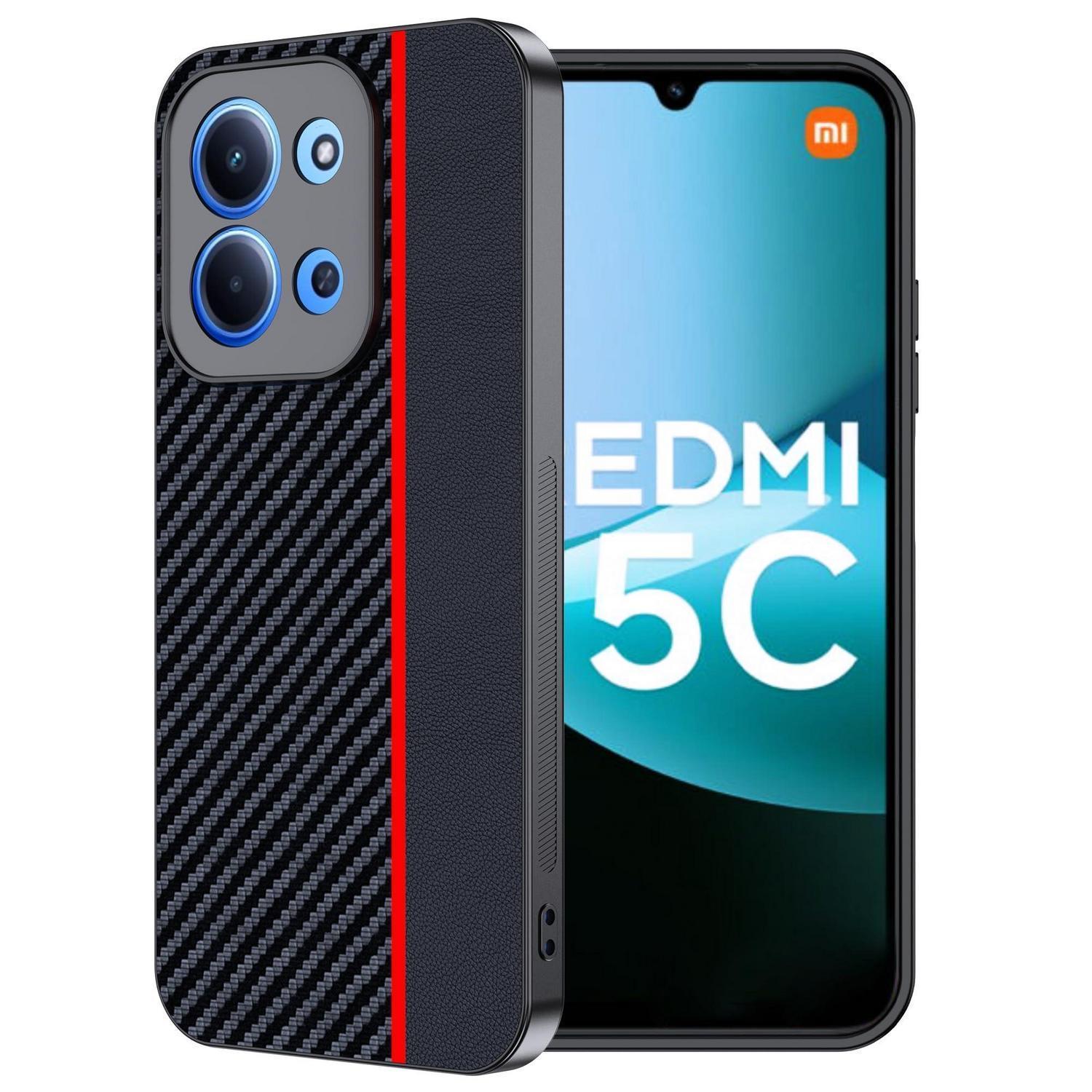 Schutzhülle Für Redmi 15c 4g/5g – Wasserdicht, Stoßfest, Carbonfaser, Rot/schwarz
