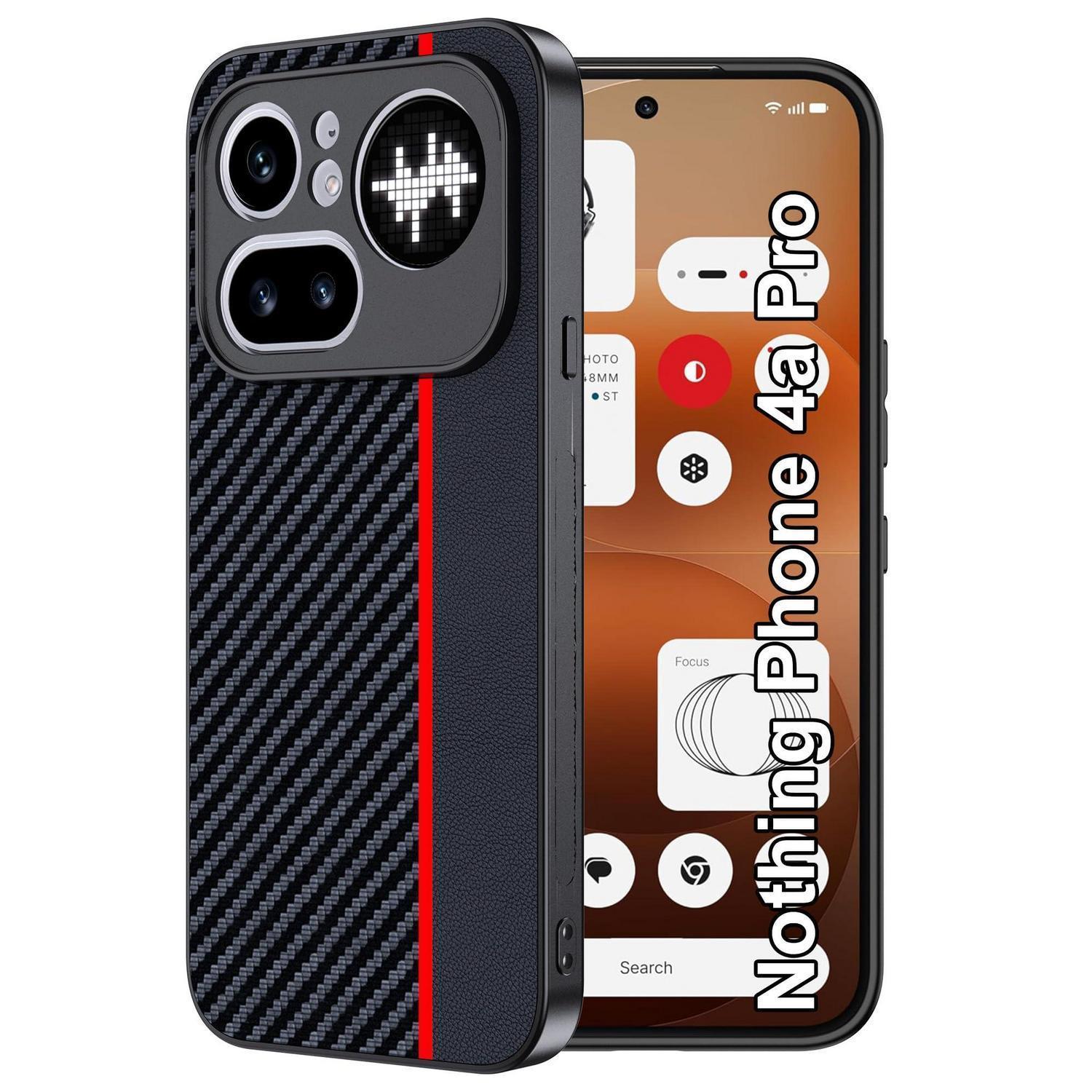 Schutzhülle Für Nothing Phone 4a Pro – Wasserdicht, Stoßfest, Carbonfaser, Rot/schwarz