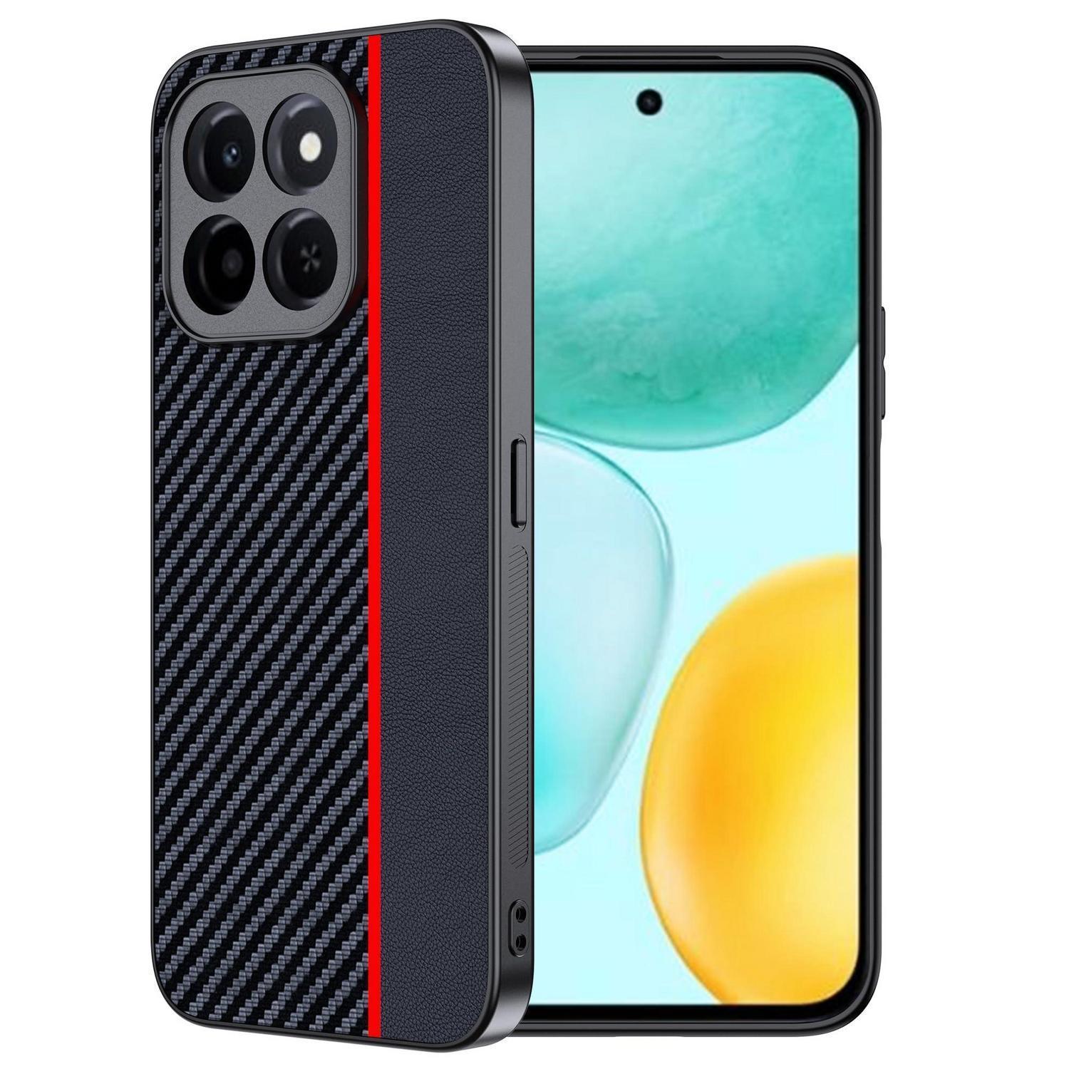Honor X6c Hülle: Wasserdicht, Stoßfest, Carbonfaser – Rot & Schwarz