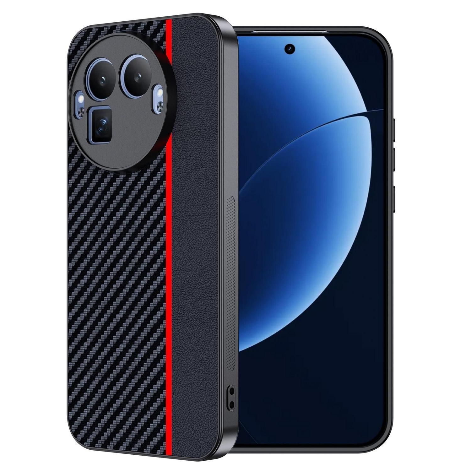 Realme Gt 8 Pro Hülle Kohlefaser, Wasserdicht & Stoßfest, Rot/schwarz