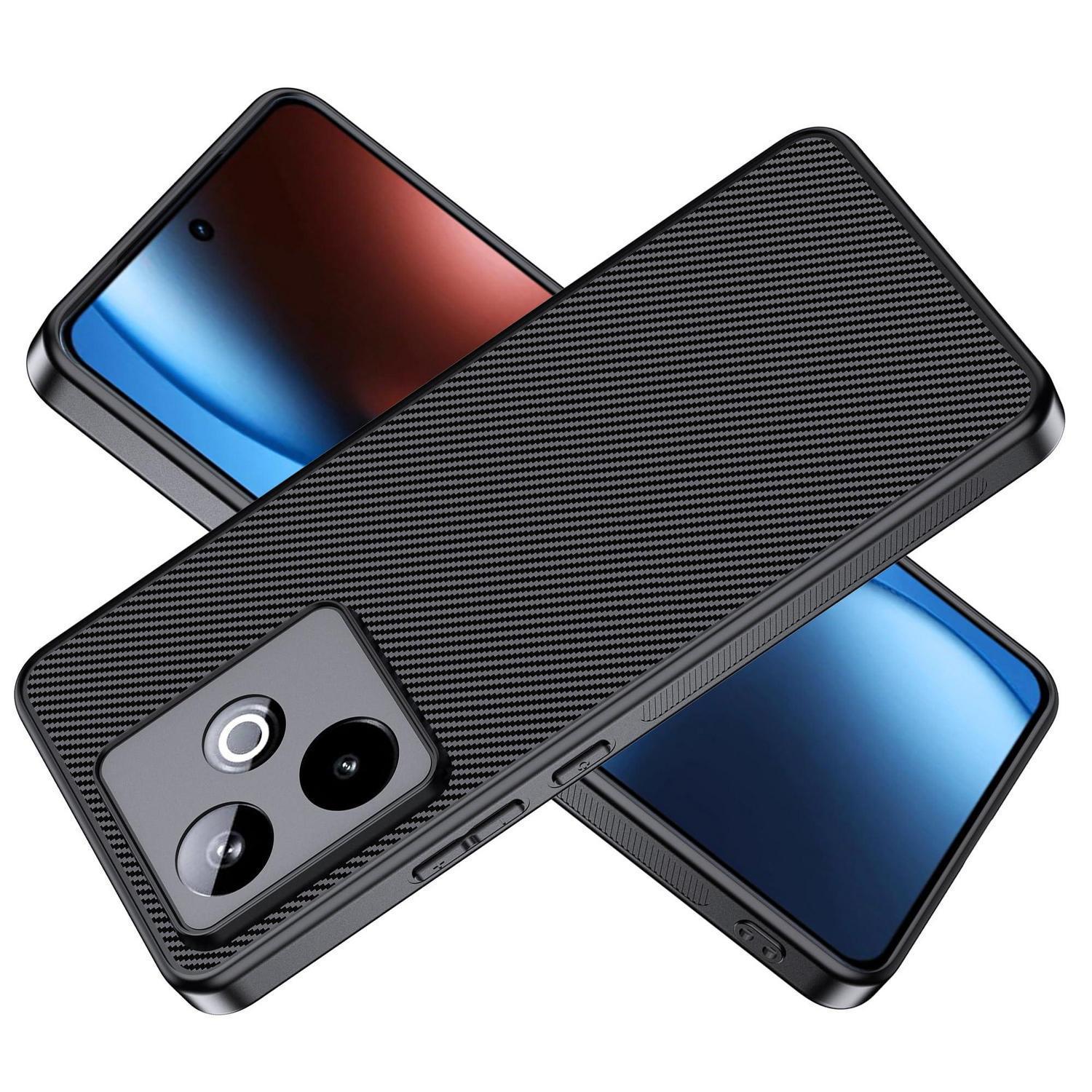 Hülle Für Realme Gt 7, Tpu Kohlefaser, Stoßfest & Kratzfest Schwarz