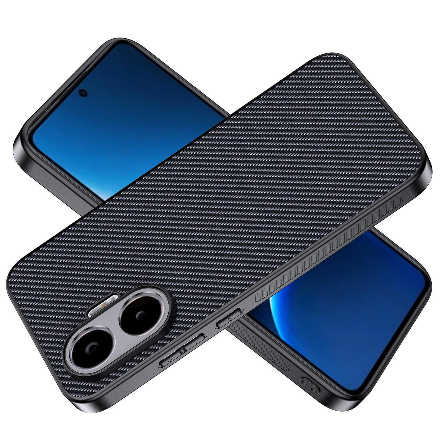 Hülle Für Xiaomi Poco F7, Stoßfest, Kratzfest, Tpu Kohlefaser Schwarz