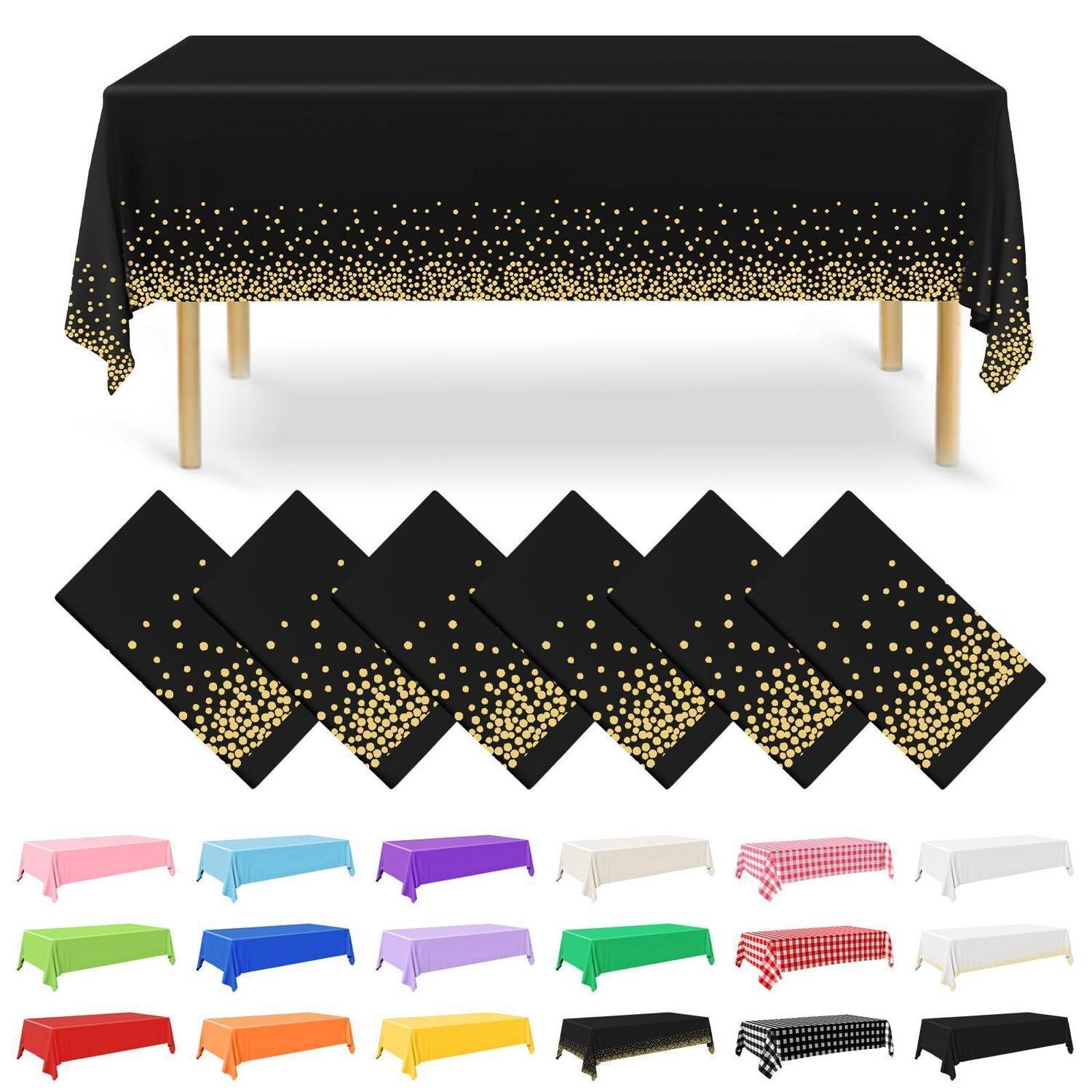 6er Pack Einweg-tischdecken 137x274cm Gold/schwarz, Wasserdicht, Für Partys