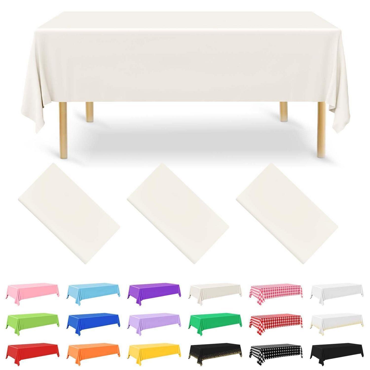 3er Set Einweg Tischdecken 137x274 Cm Elfenbein Wasserdicht Für Partys & Feste