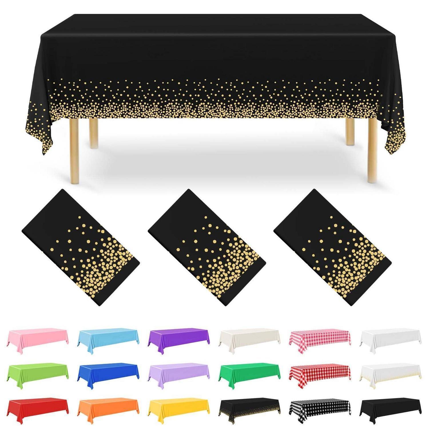 Einweg Tischdecke 137x274 Cm Gold Schwarz Für Partys & Festivals, Wasserdicht