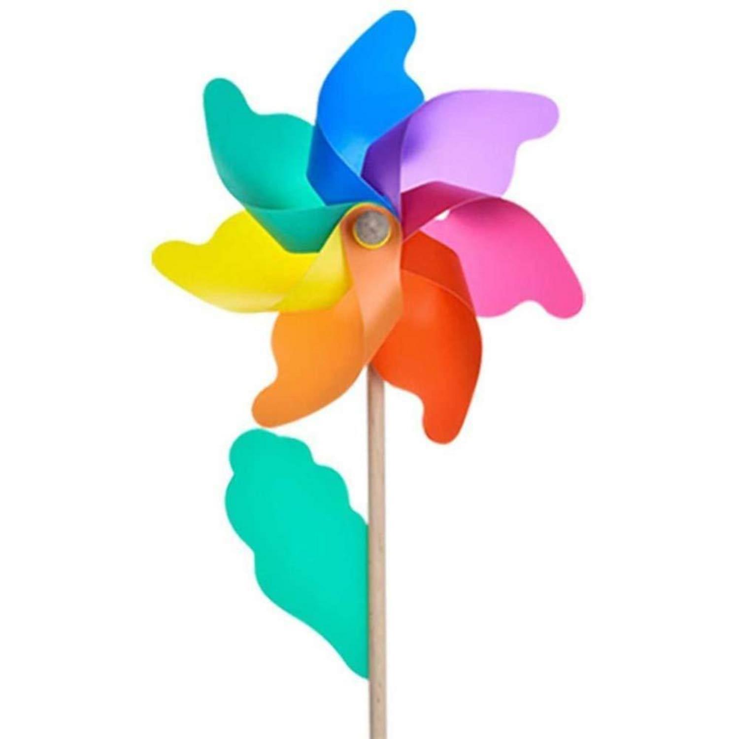 Regenbogen-windrad Für Kinder, Garten-deko, Bunt, Holzstab, 18cm Durchmesser