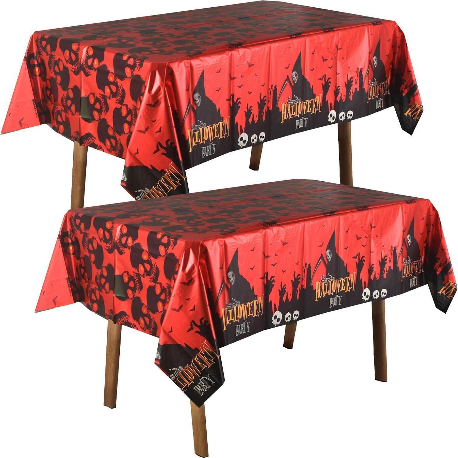 2er Set Halloween Tischdecke Kunststoff 137x274cm Gruselige Motive