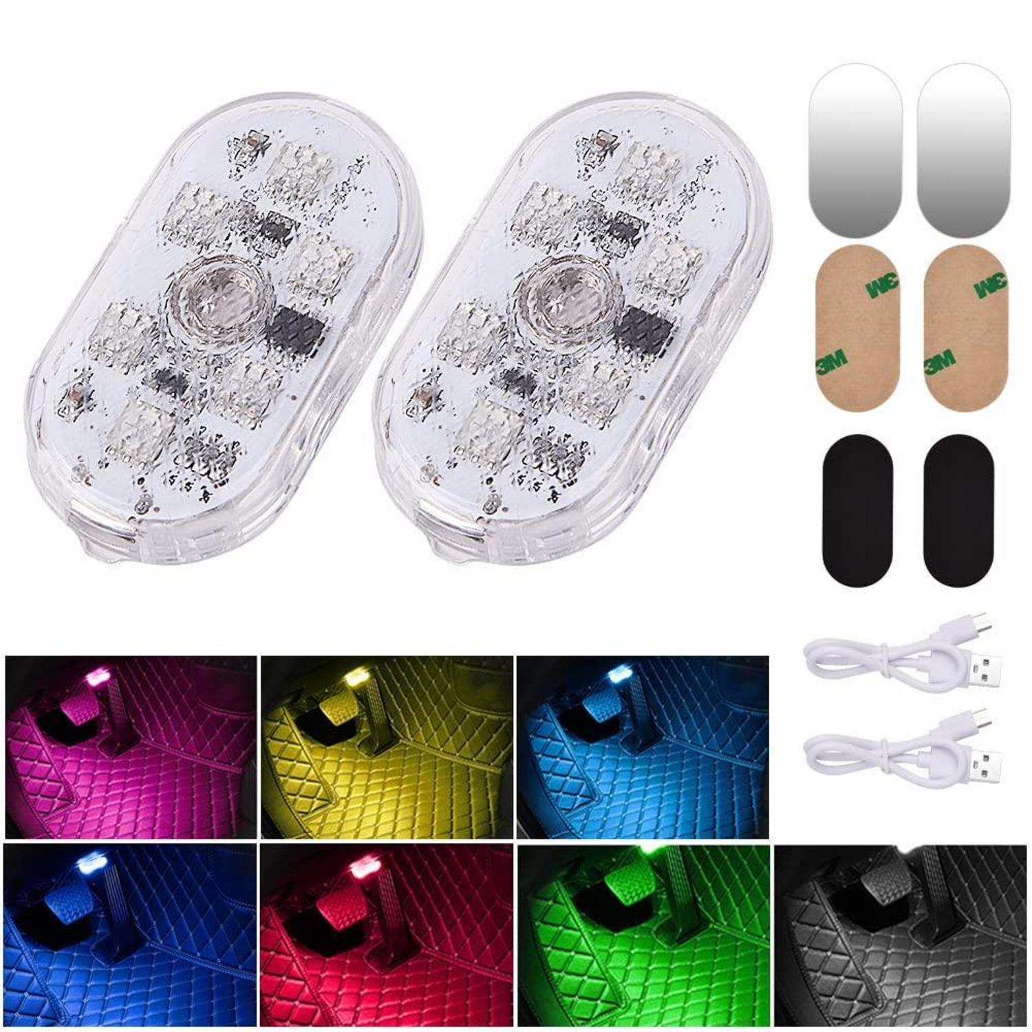 Led Innenbeleuchtung 2 Stück Rgb 7 Farben Usb Wiederaufladbar Touch Licht Für Auto Camping