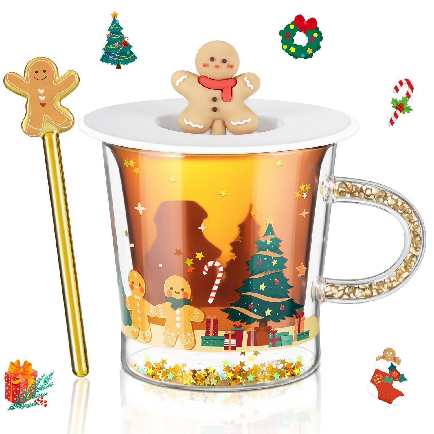Doppelwandige Weihnachtstasse 260ml Mit Lebkuchenmann & Weihnachtsbaum Motiv