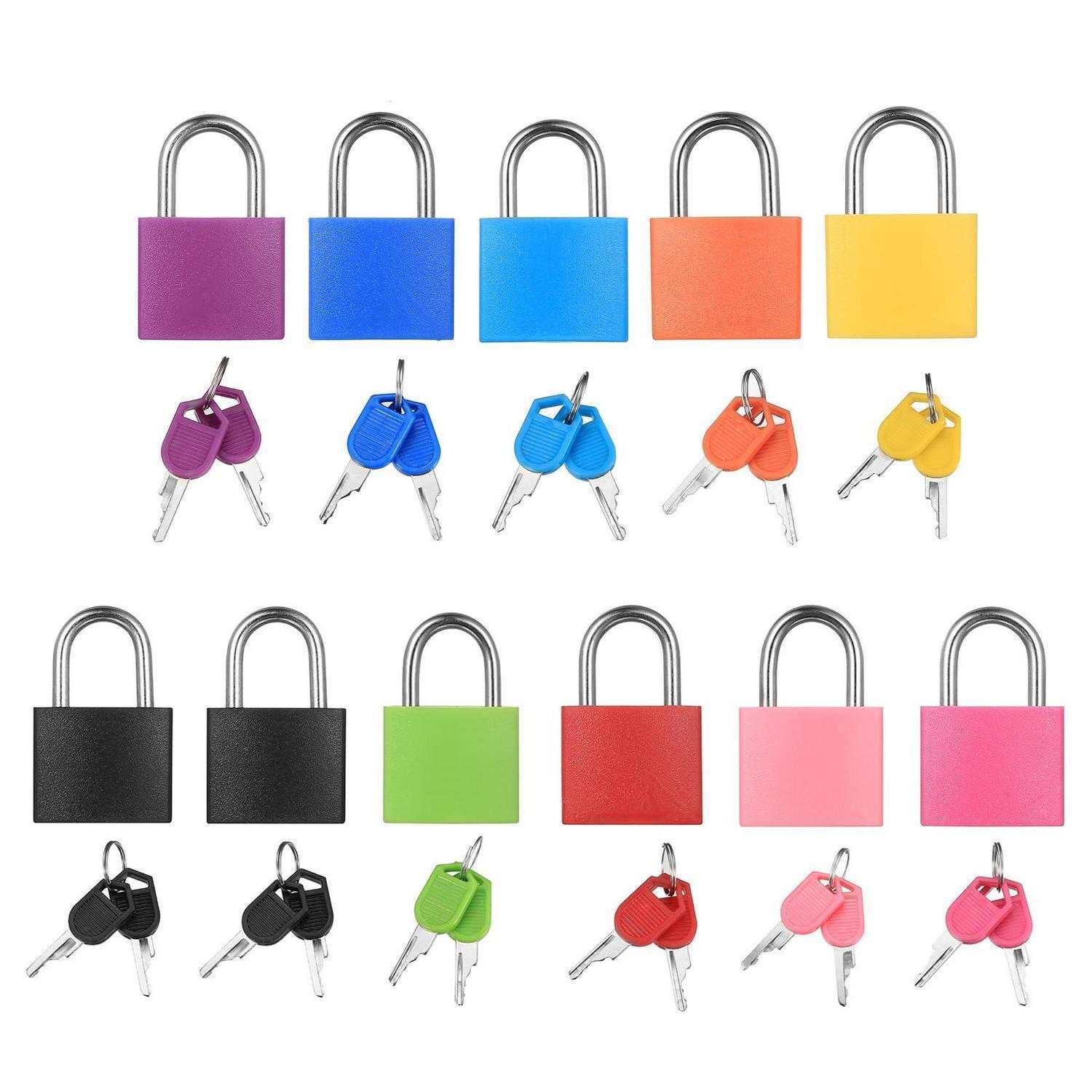 11er Set Kleine Kofferschlösser Mit Schlüssel, Robust, Bunt, Für Gepäck & Spinde