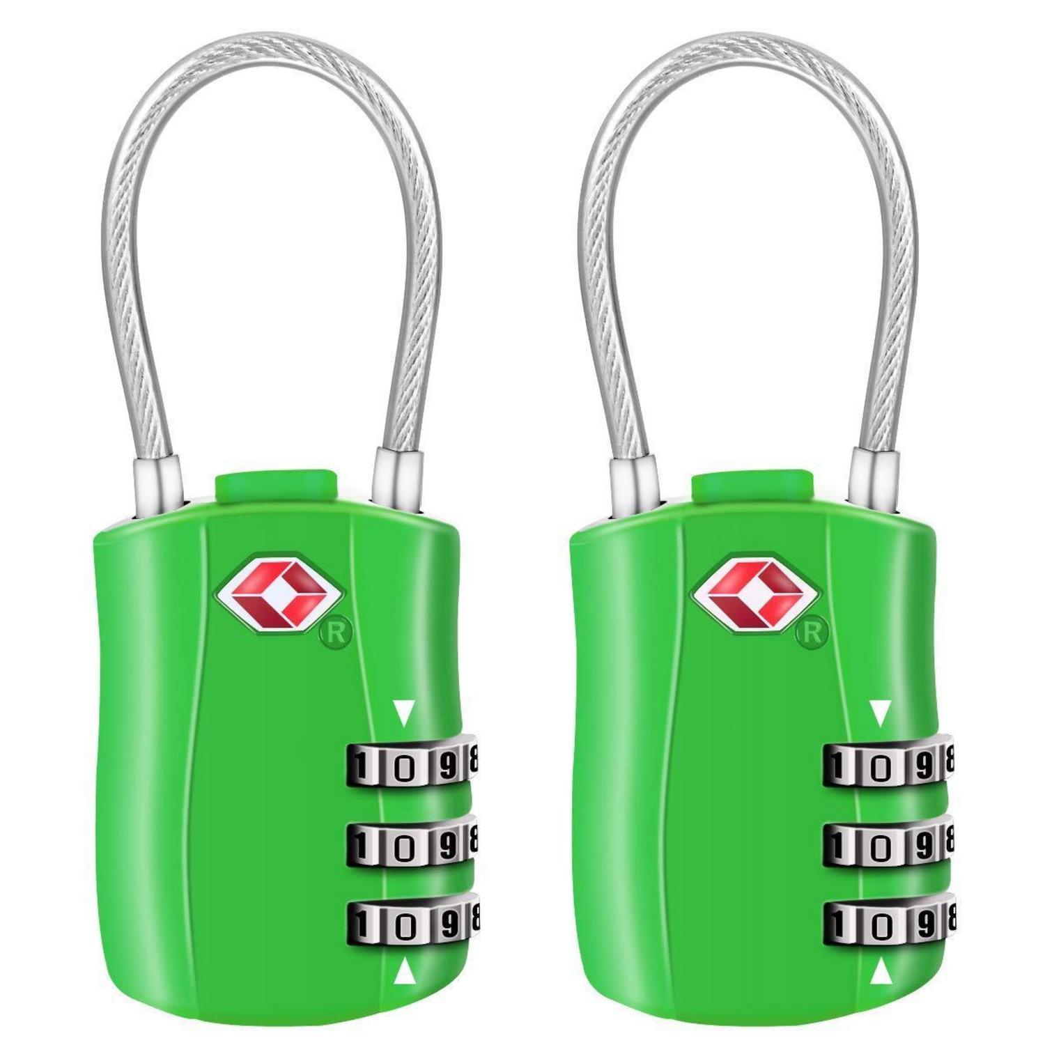2er Set Tsa Gepäckschlösser Mit 3-stelligem Zahlenschloss, Grün