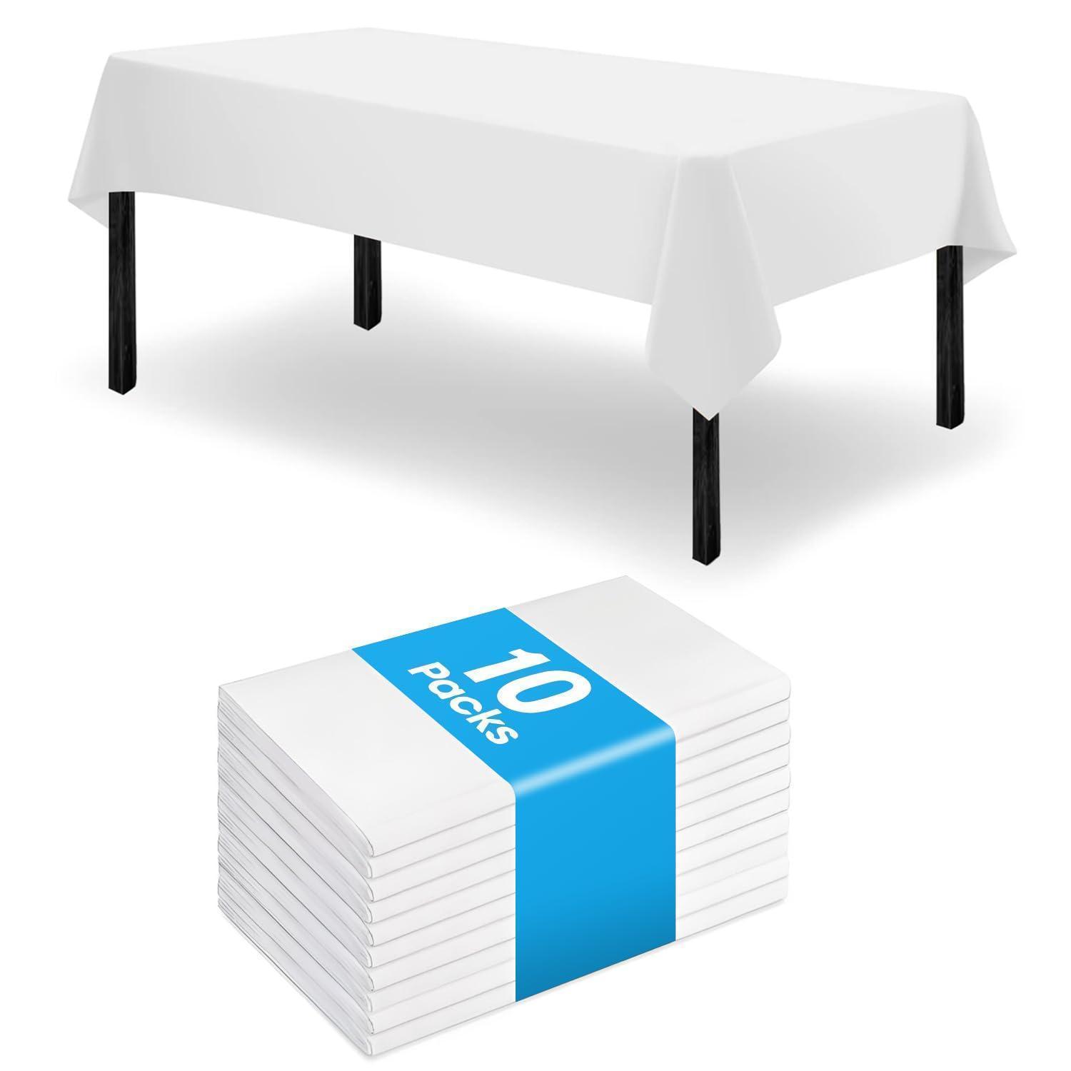 10x Einweg Tischdecke Weiß 120x180 Cm Kunststoff Wasserdicht Robust
