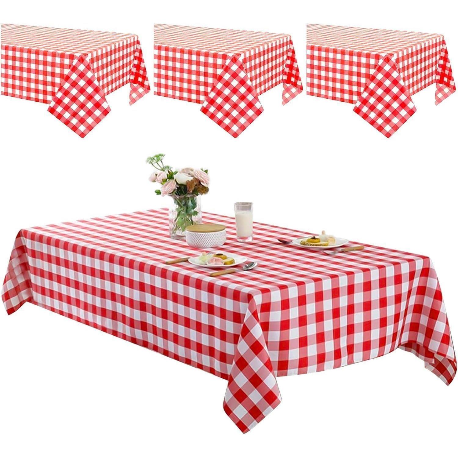 4er Set Tischdecke Kariert 130x220cm Wasserdicht Für Party, Picknick, Camping