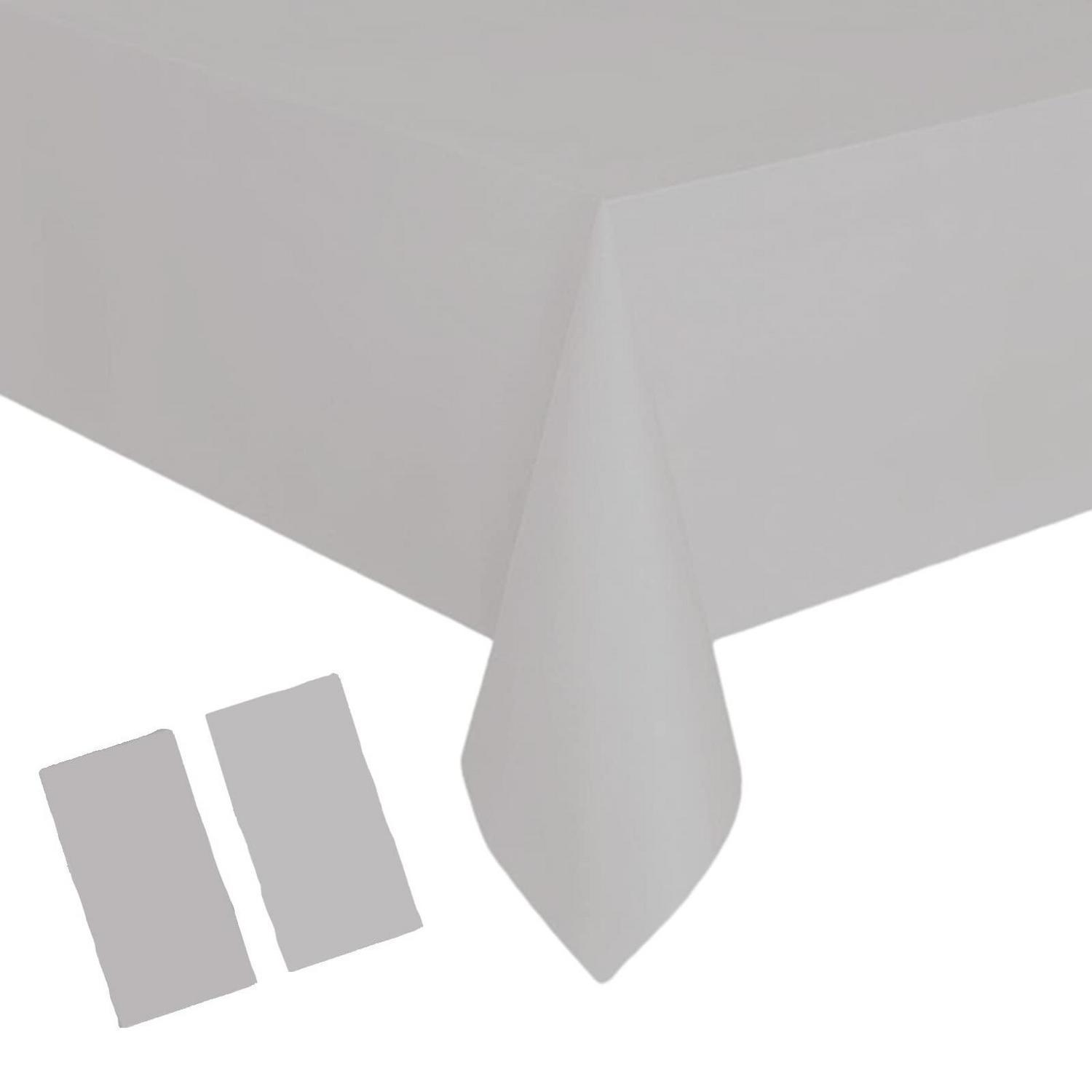 2x Einweg Tischdecke Silber 137x274cm Kunststoff Wasserdicht Für Partys