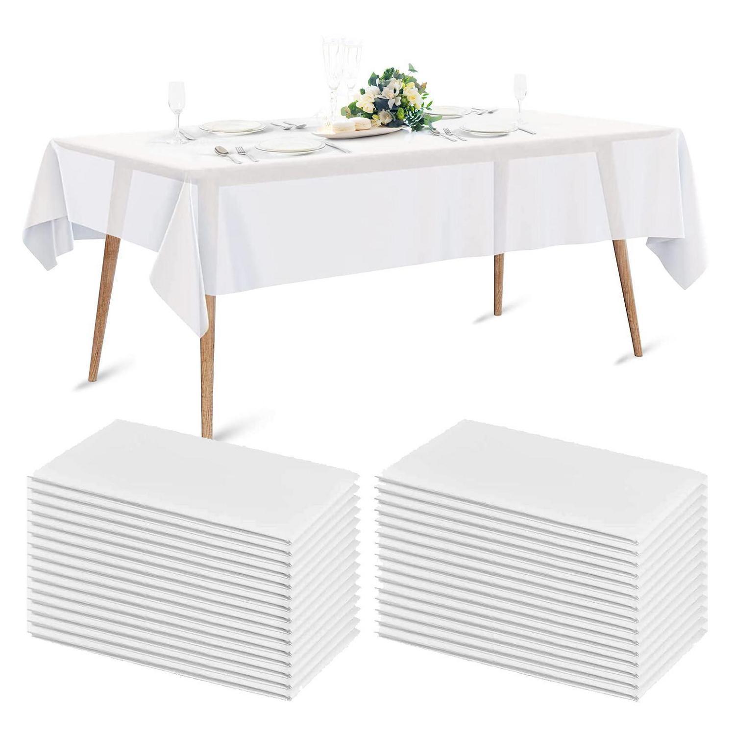 20er Pack Einweg-tischdecken 140x200cm, Wasserdicht, Weiß