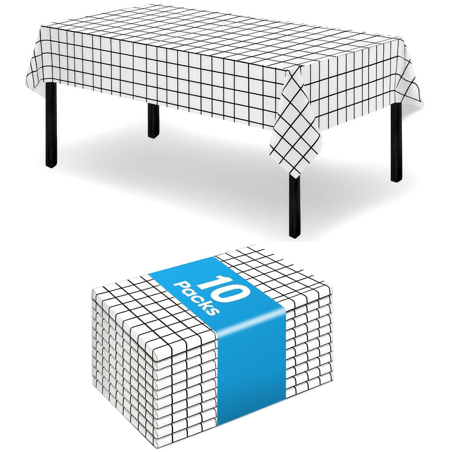 10er Pack Tischdecken 120x180 Cm Karo Schwarz-weiß, Wasserabweisend