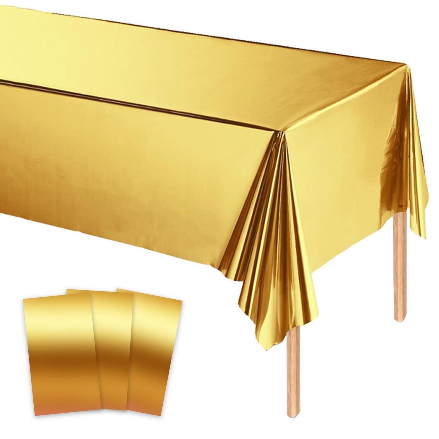 3er-set Goldene Einweg-tischdecken 137x274 Cm Für Partys & Feste