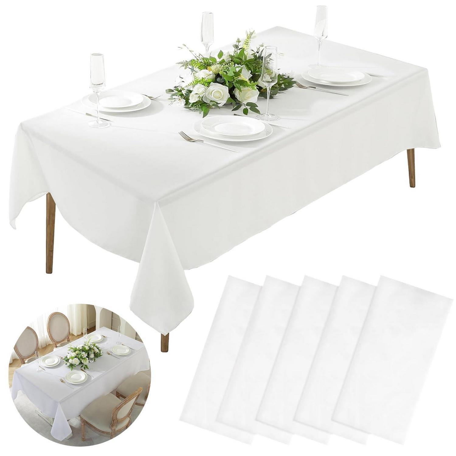 5er Pack Einweg-tischdecken Weiß 137x274cm Rechteckig Für Partys & Geburtstage