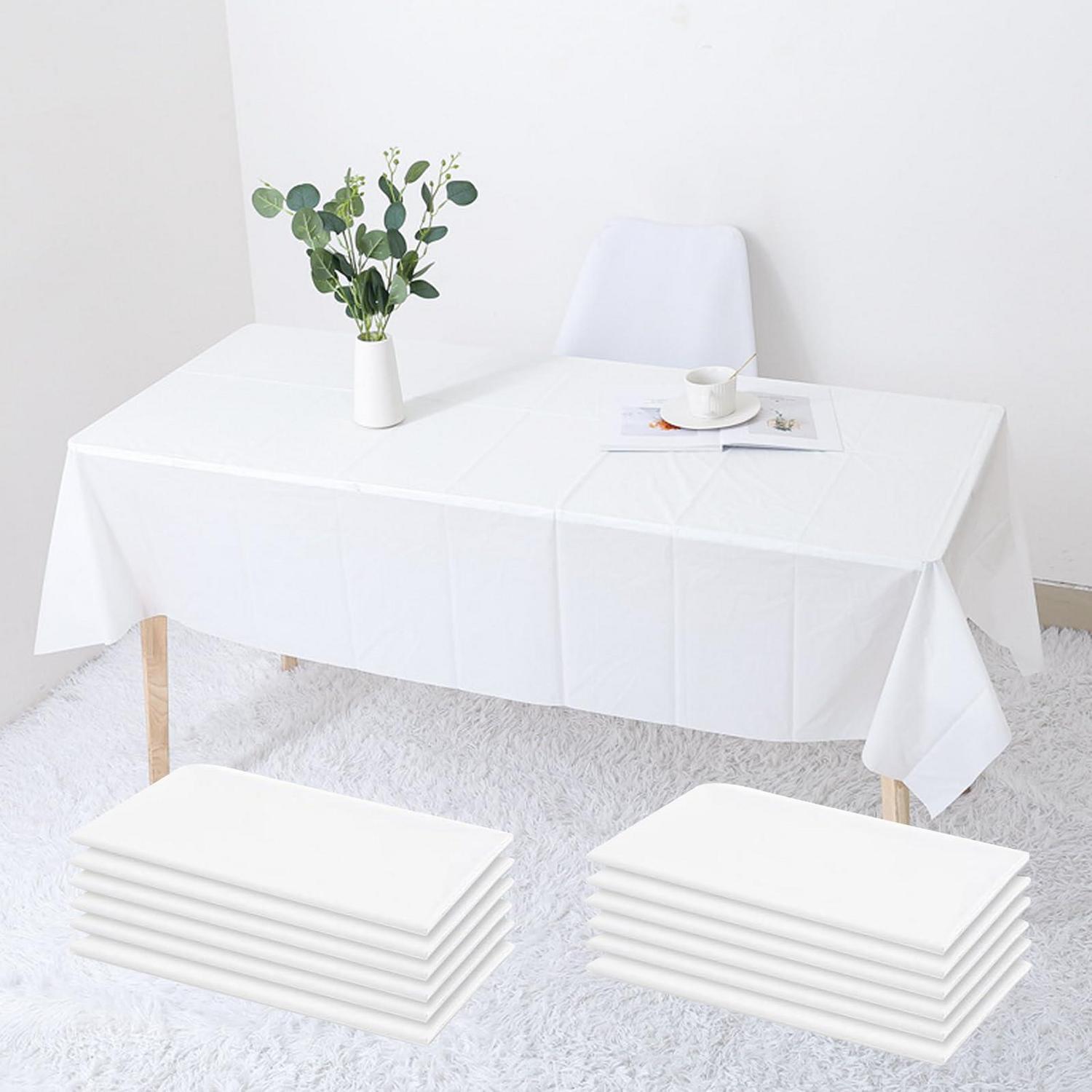 12er Pack Einweg Tischdecke 137x274cm Weiß Wasserdicht Für Partys
