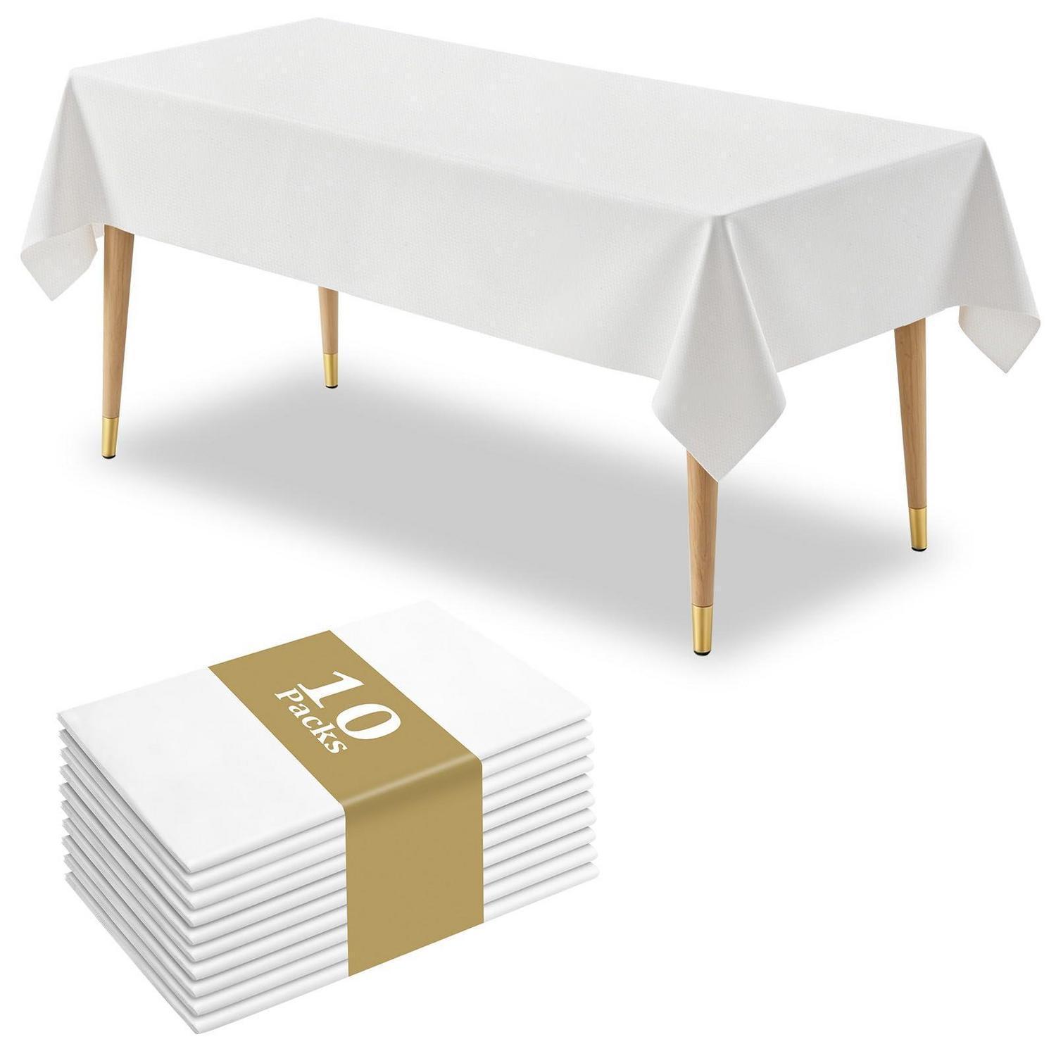 10x Einweg Tischdecke 137x274cm Weiß, Wasserdicht, Fleckschutz, Peva
