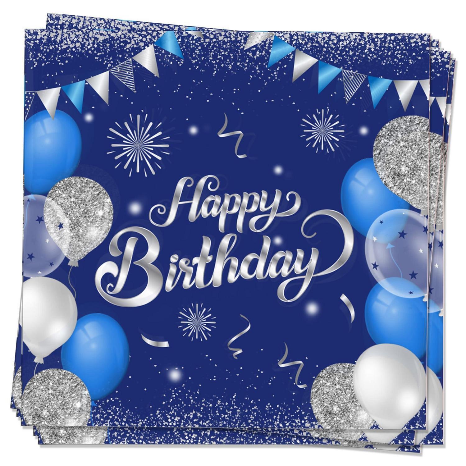 Geburtstag Servietten Blau Silber 20 Stück 16.5cm Quadrat Party Deko Für Mädchen & Jungen