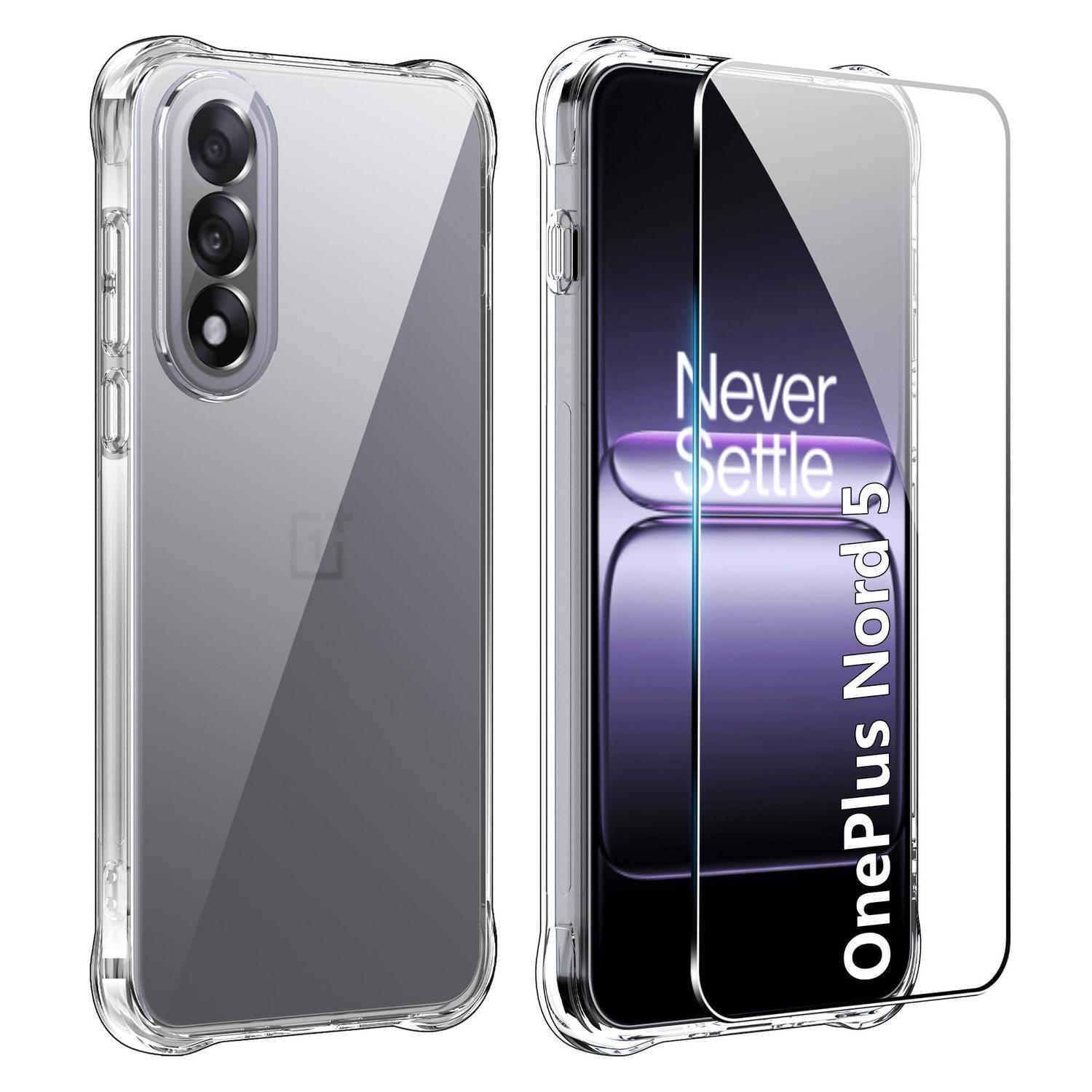 Oneplus Nord 5 Hülle Silikon Transparent + Schutzfolie, Stoßfest