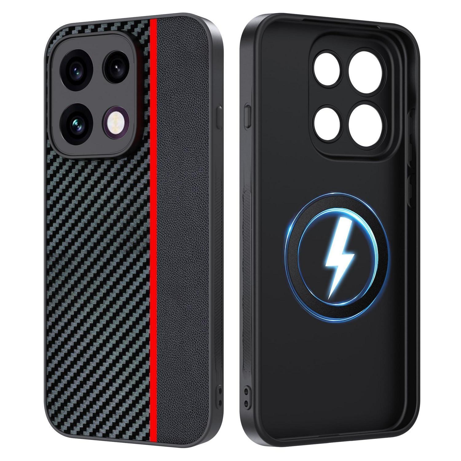 Handyhülle Magnetisch Für Oppo Reno 16f/16 Fs 5g, Stoßfest, Rot/schwarz