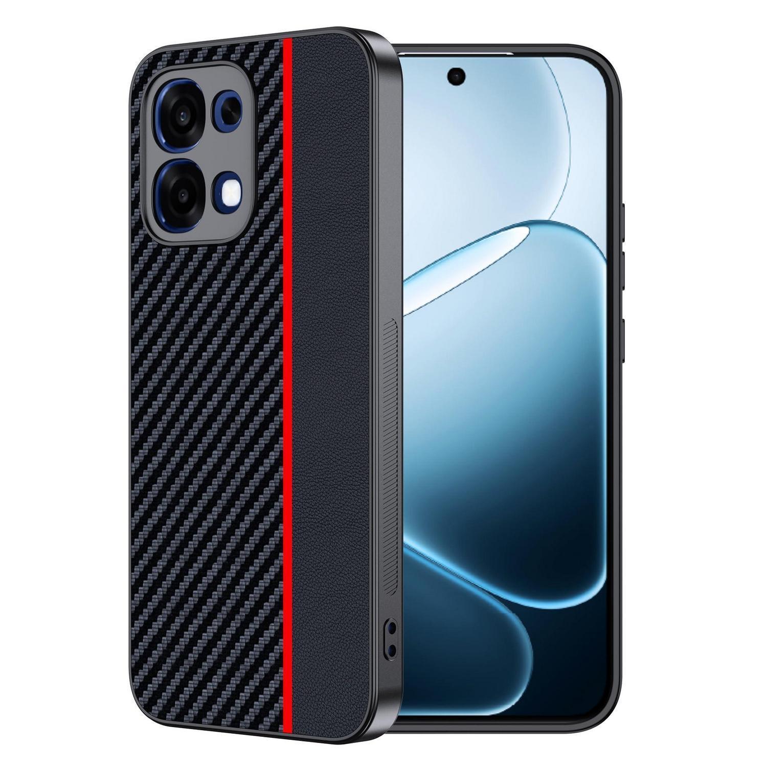 Handyhülle Kohlefaser Für Oppo A6 Pro 5g/4g – Stoßfest & Wasserdicht – Rot/schwarz