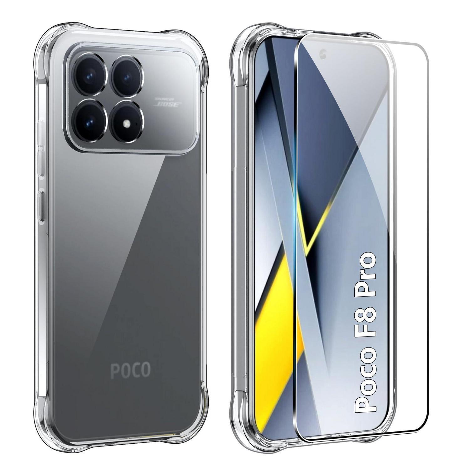 Handyhülle Poco F8 Pro + Schutzfolie, Transparent, Tpu Silikon