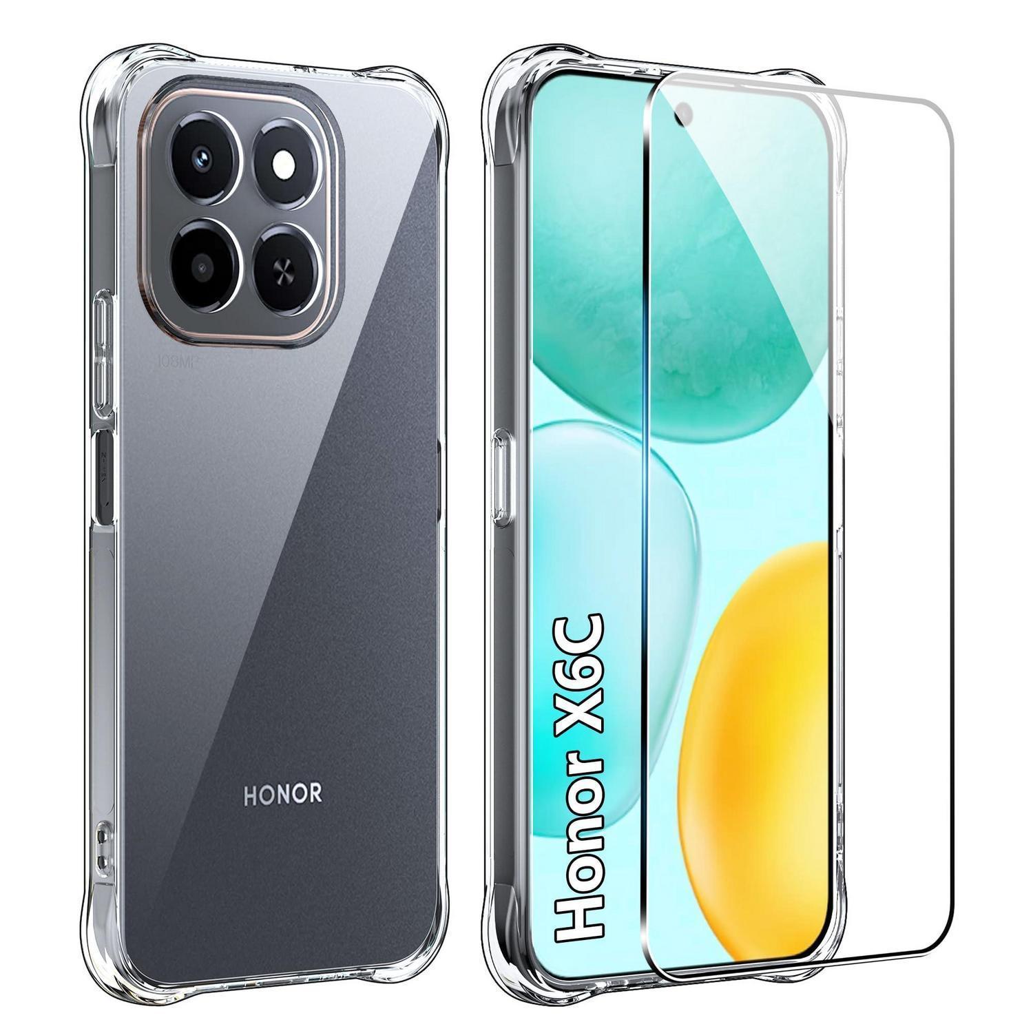 Handyhülle Für Honor X6c + Schutzfolie, Transparent, Stoßfest