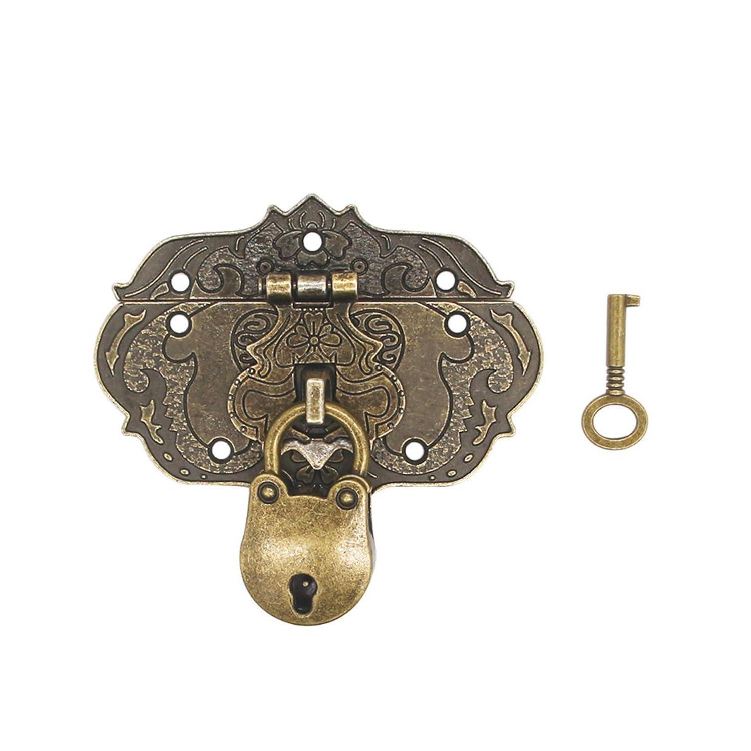 Antike Haspe Mit Schloss, Eisen, Bronze, 76x57mm