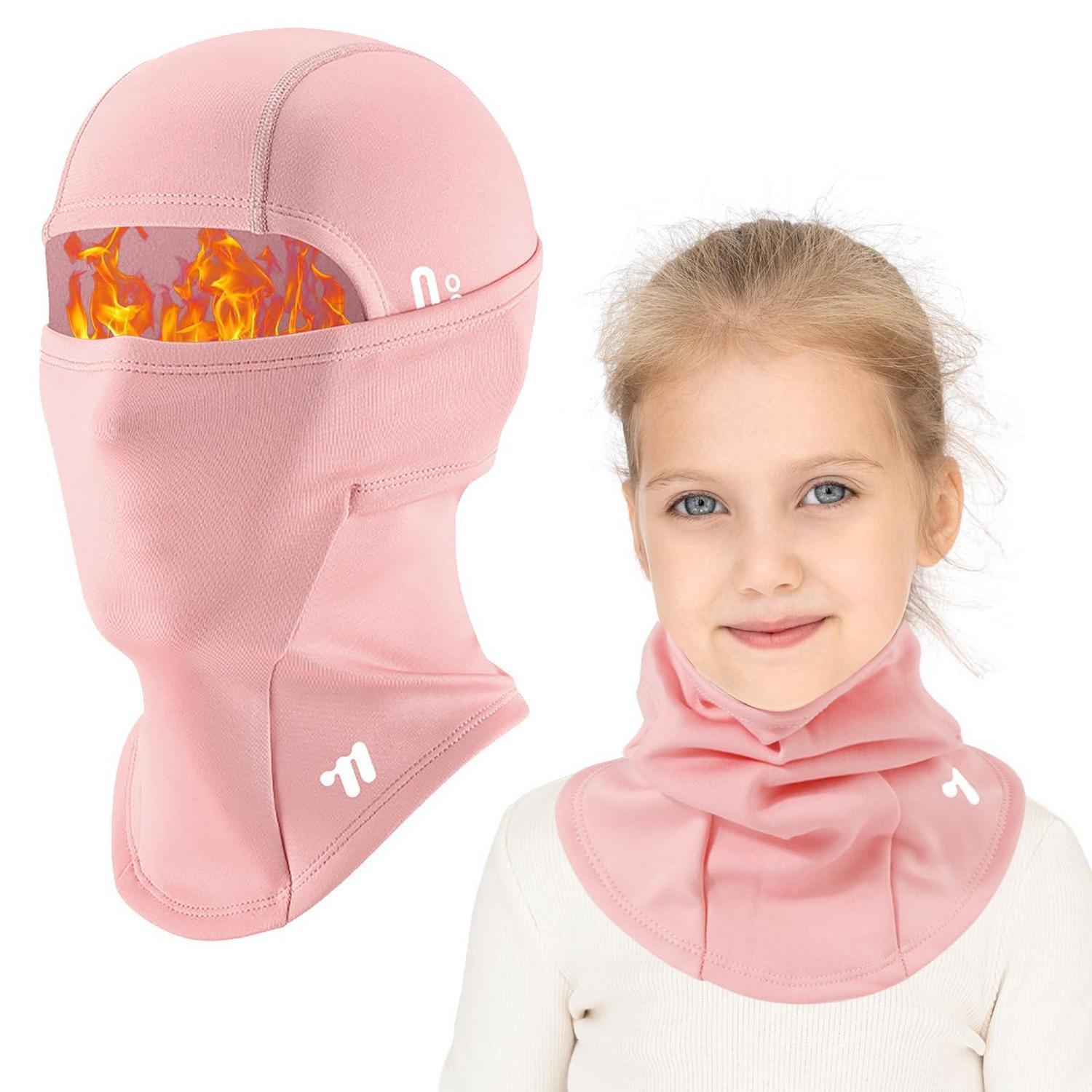 Kinder Sturmhaube Winter Winddicht Thermo Fleece Warm Schlupfmütze Für Jungen Mädchen 6-12 Jahre Rosa