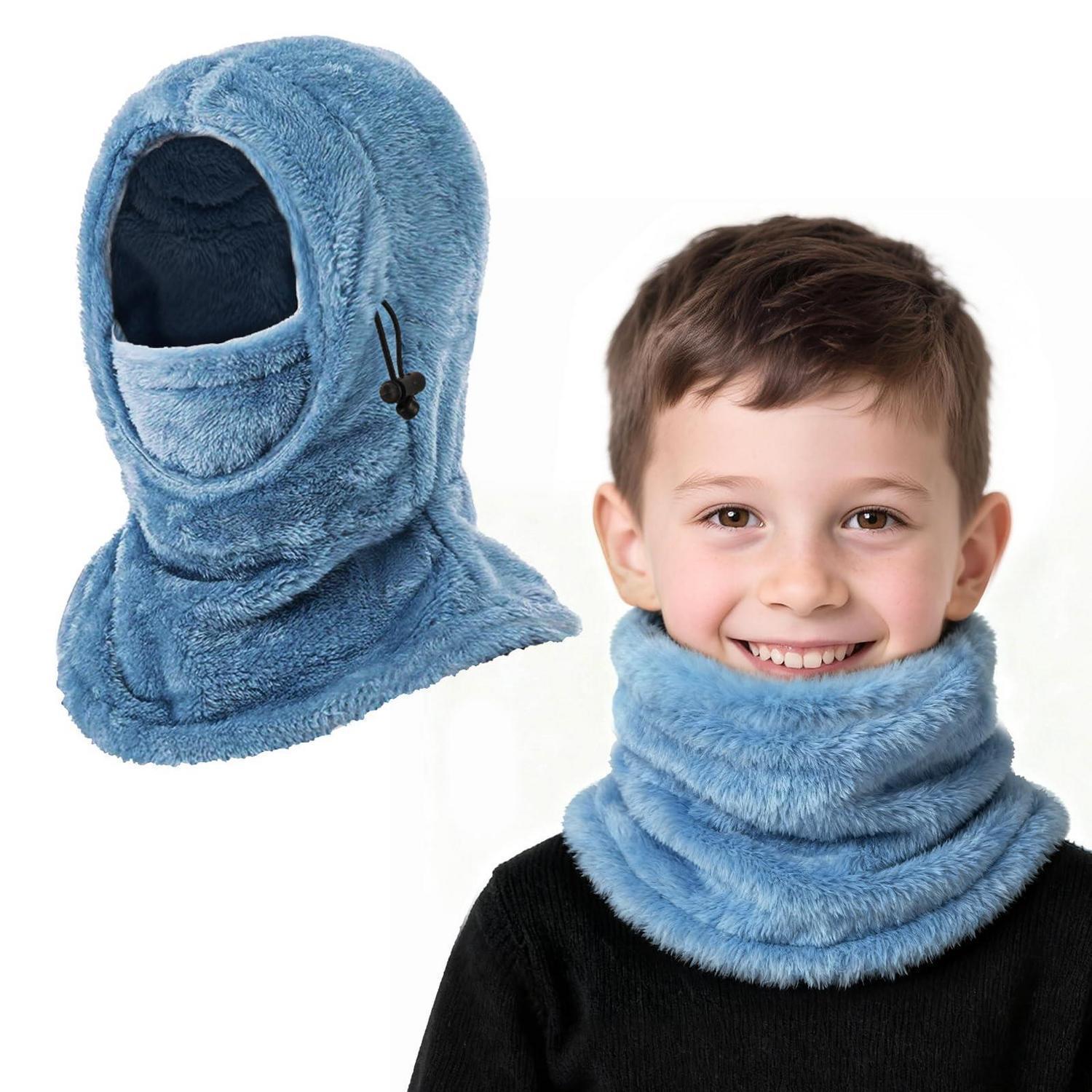 Kinder Sturmhaube Thermo Fleece 3-9 Jahre, Multifunktionale Winddichte Skimaske Blau