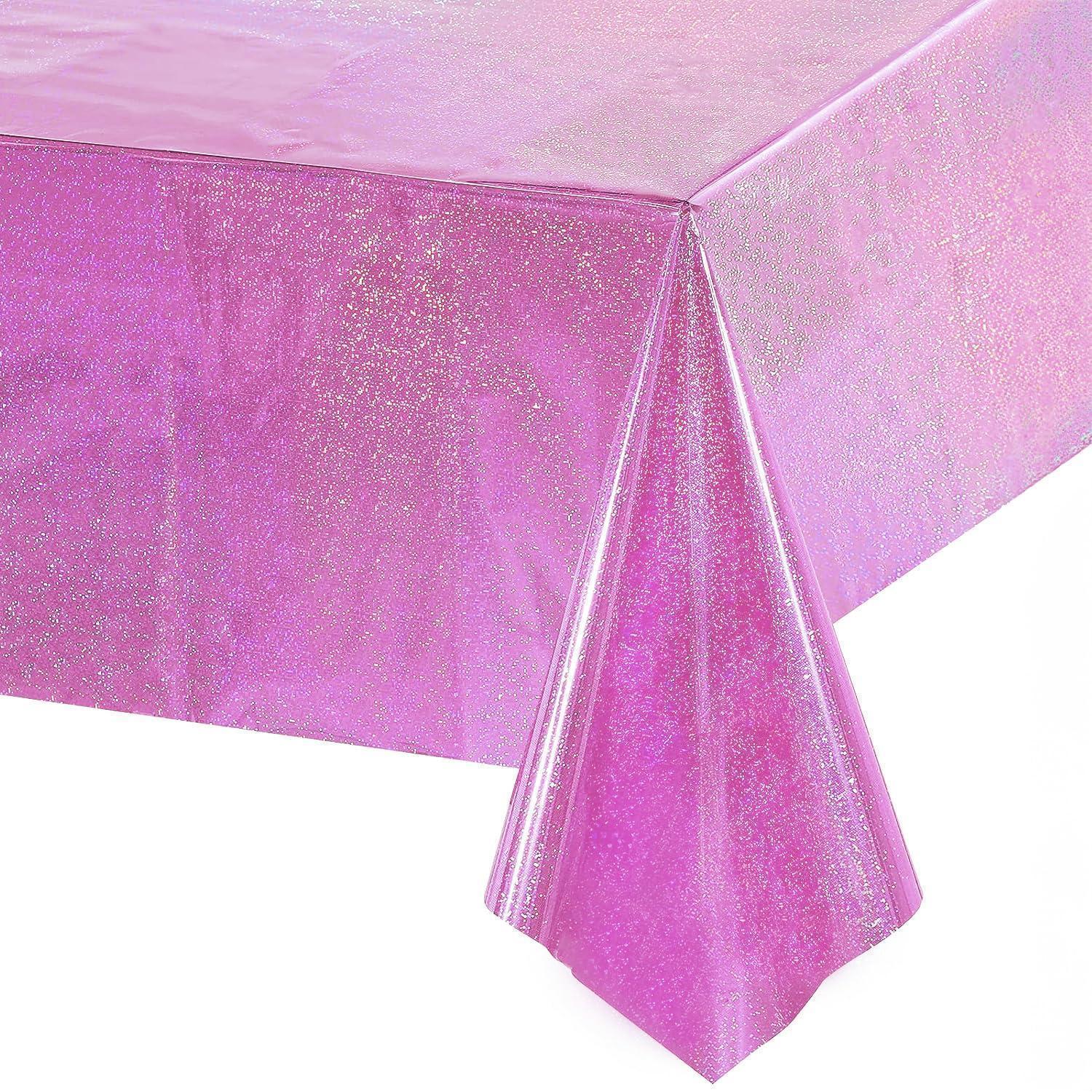 Glitzer Tischdecke Rosa 137x274 Cm Wasserabweisend Für Geburtstage & Partys