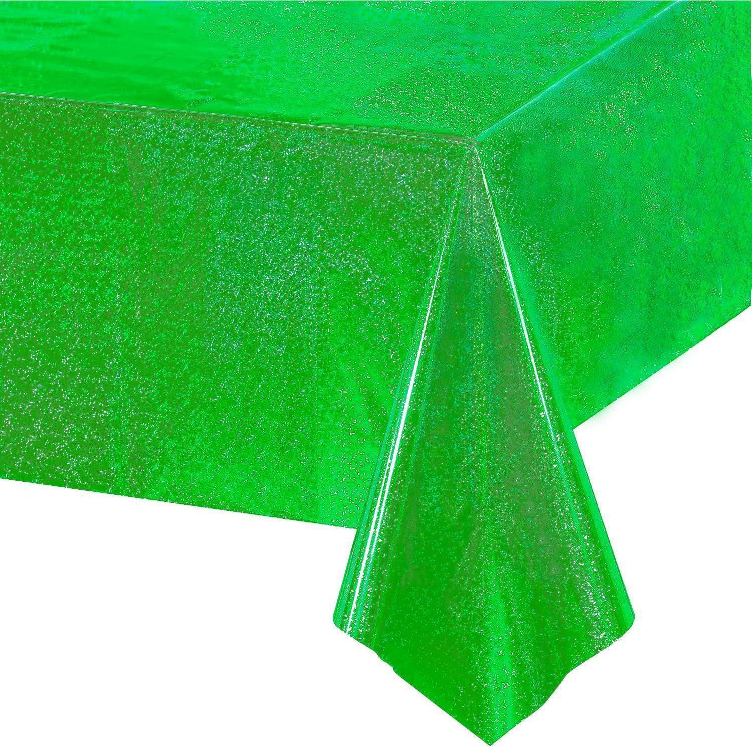Party Tischdecke Grün Glitzer - Wasserabweisend, Einweg, 137x274cm