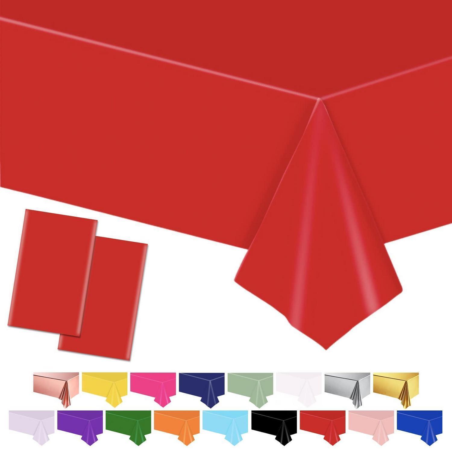 2er Set Tischdecken Rot 137x274cm Kunststoff Wasserdicht Für Partys