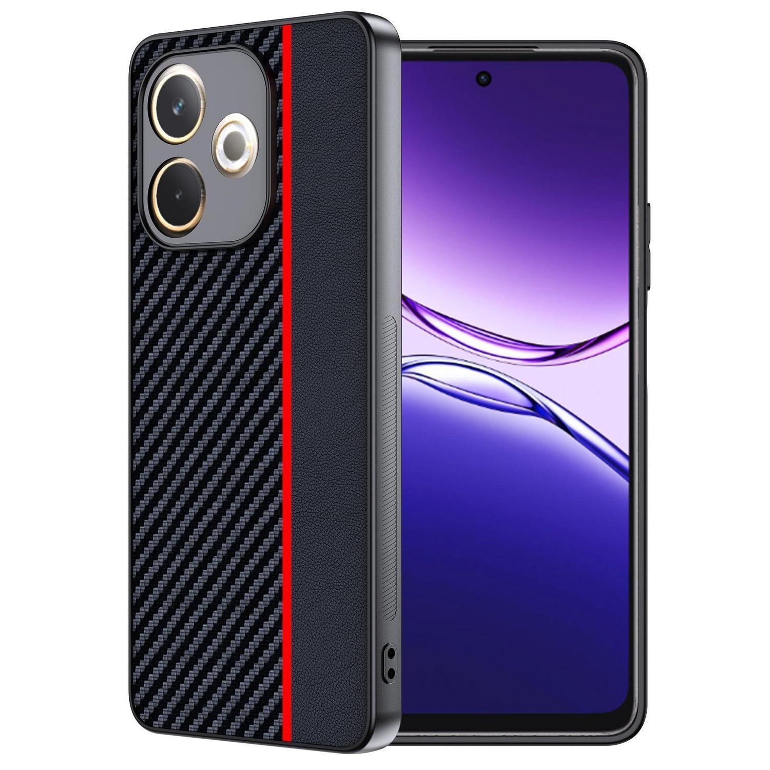 Schutzhülle Oppo A5 Pro 4g/5g – Wasserdicht, Stoßfest, Carbonfaser, Rot/schwarz