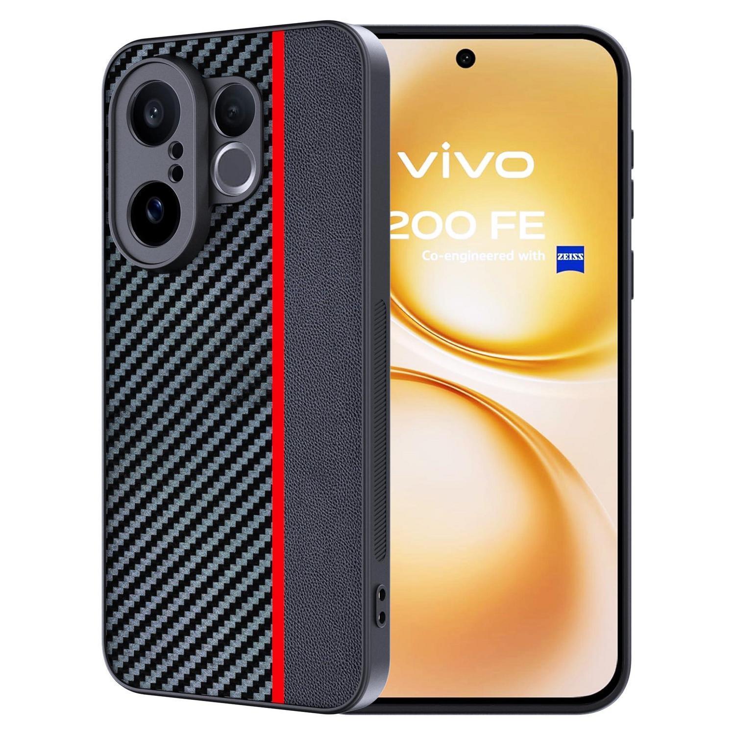 Vivo X200 Fe Hülle Kohlefaser – Wasserdicht & Stoßfest – Rot/schwarz