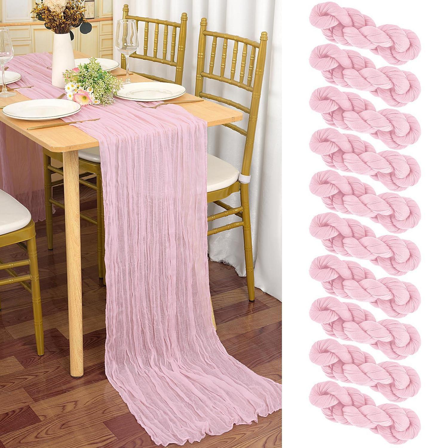 10er Pack Tischläufer Babyrosa 90x300cm Gaze Stoff Boho Rustikal Für Hochzeit