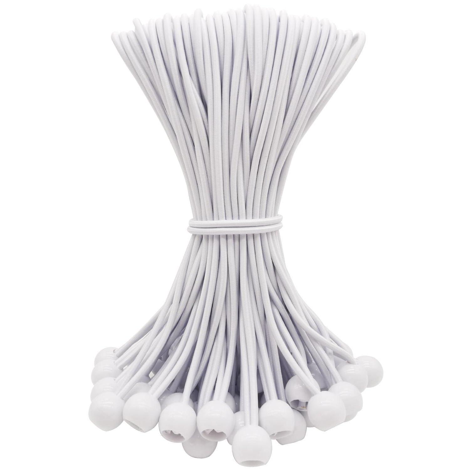 Spanngummis Mit Kugel 25cm - 50 Stück, Planenspanner Für Camping & Garten, Weiß
